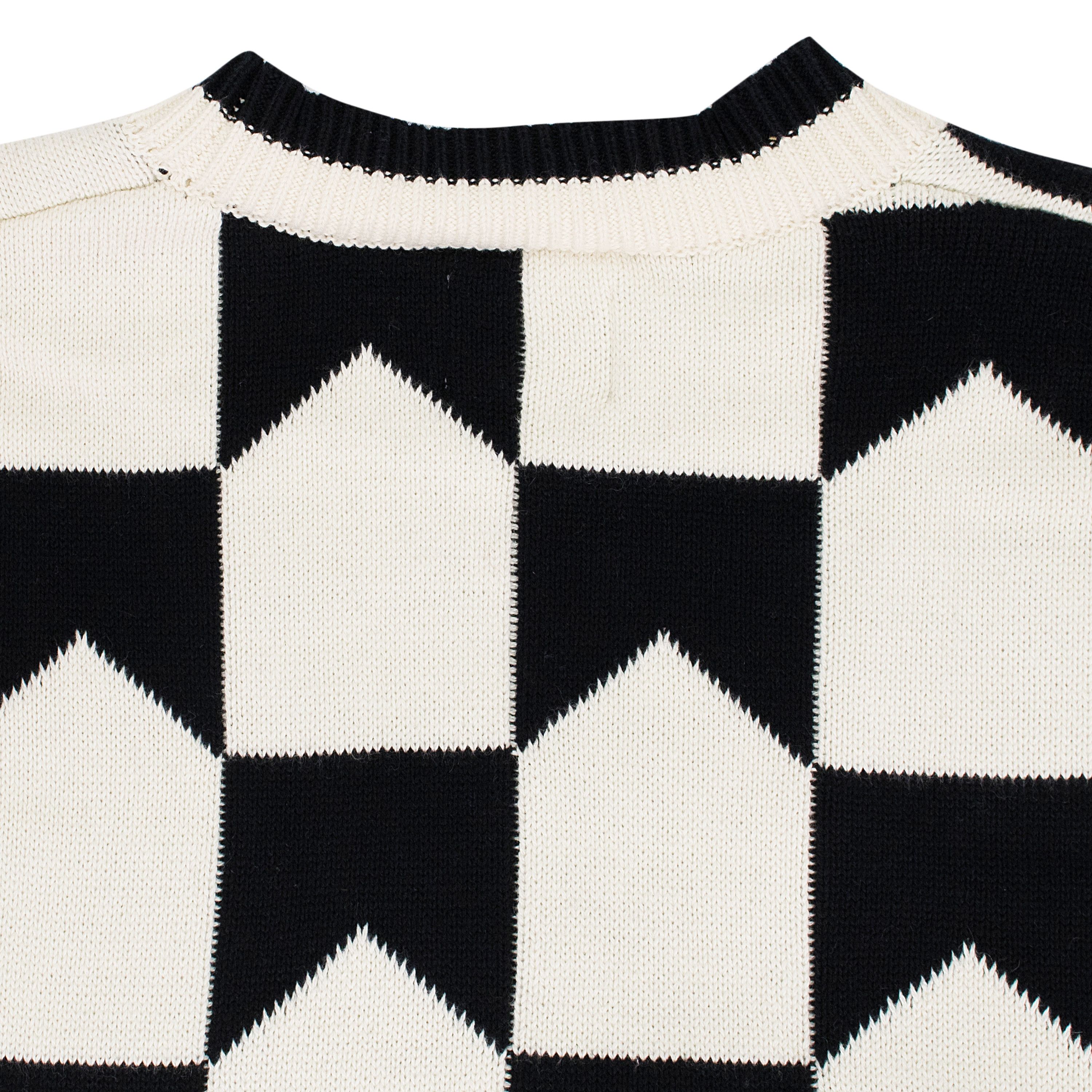 Rhude BLACK/CREAM CHEVRON CHECKERED KNIT CARDIGAN SIZE L
