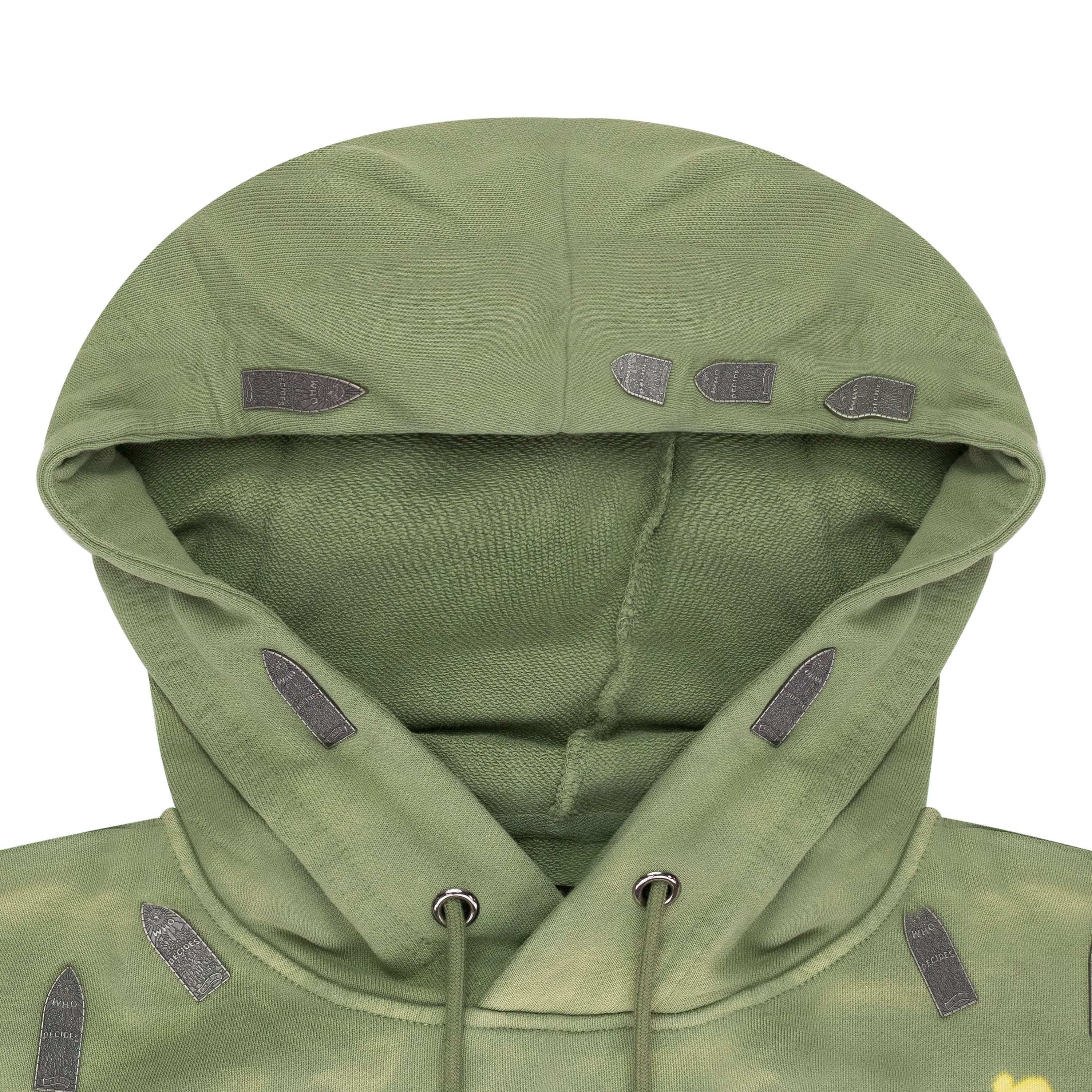 Who Decides War SAGE OVERDYED HARDWARE HOODIE SIZE XXL