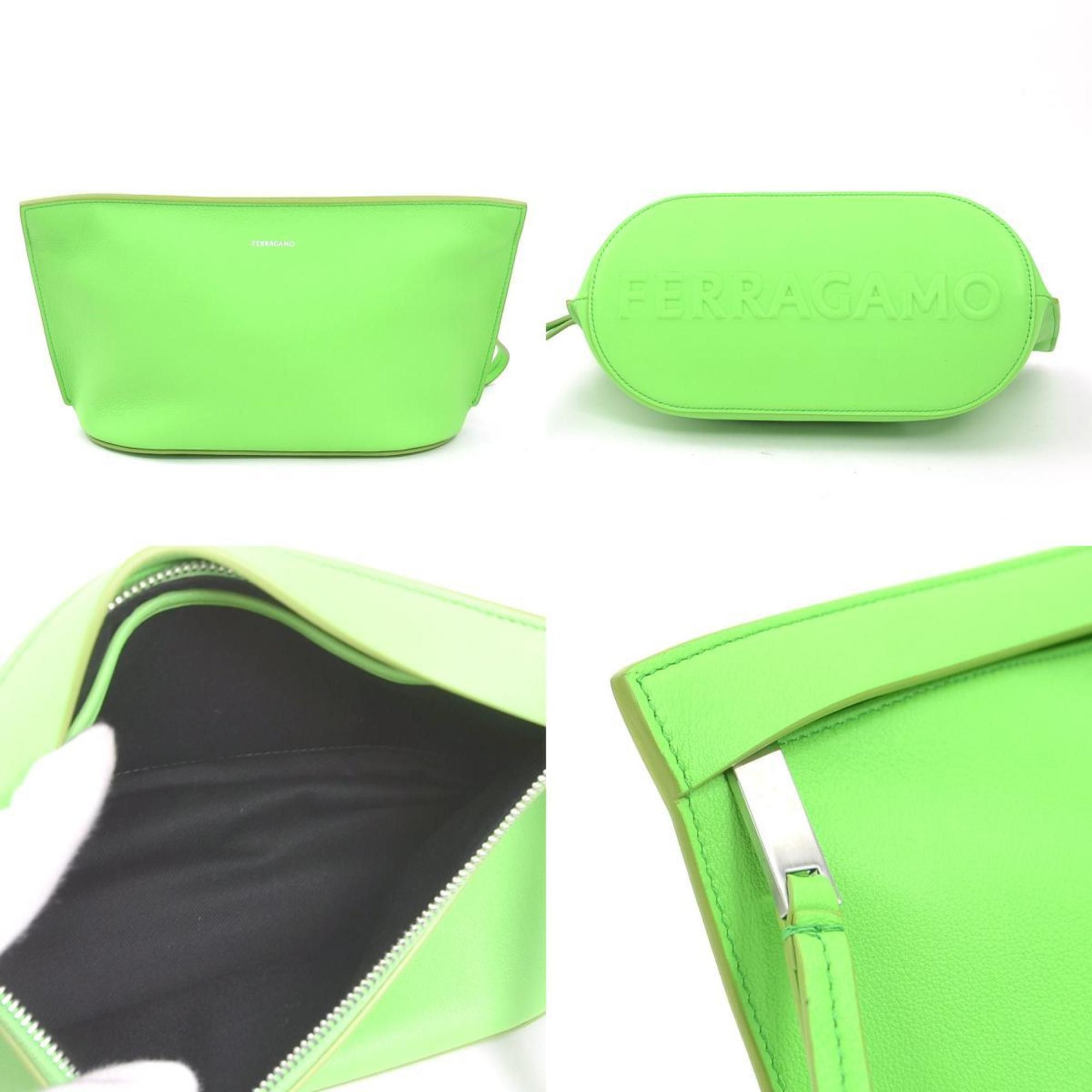 Salvatore Ferragamo Salvatore Ferragamo clutch bag in yellow-green leather for men and women (h31718a) Size ONE SIZE - 3 Thumbnail