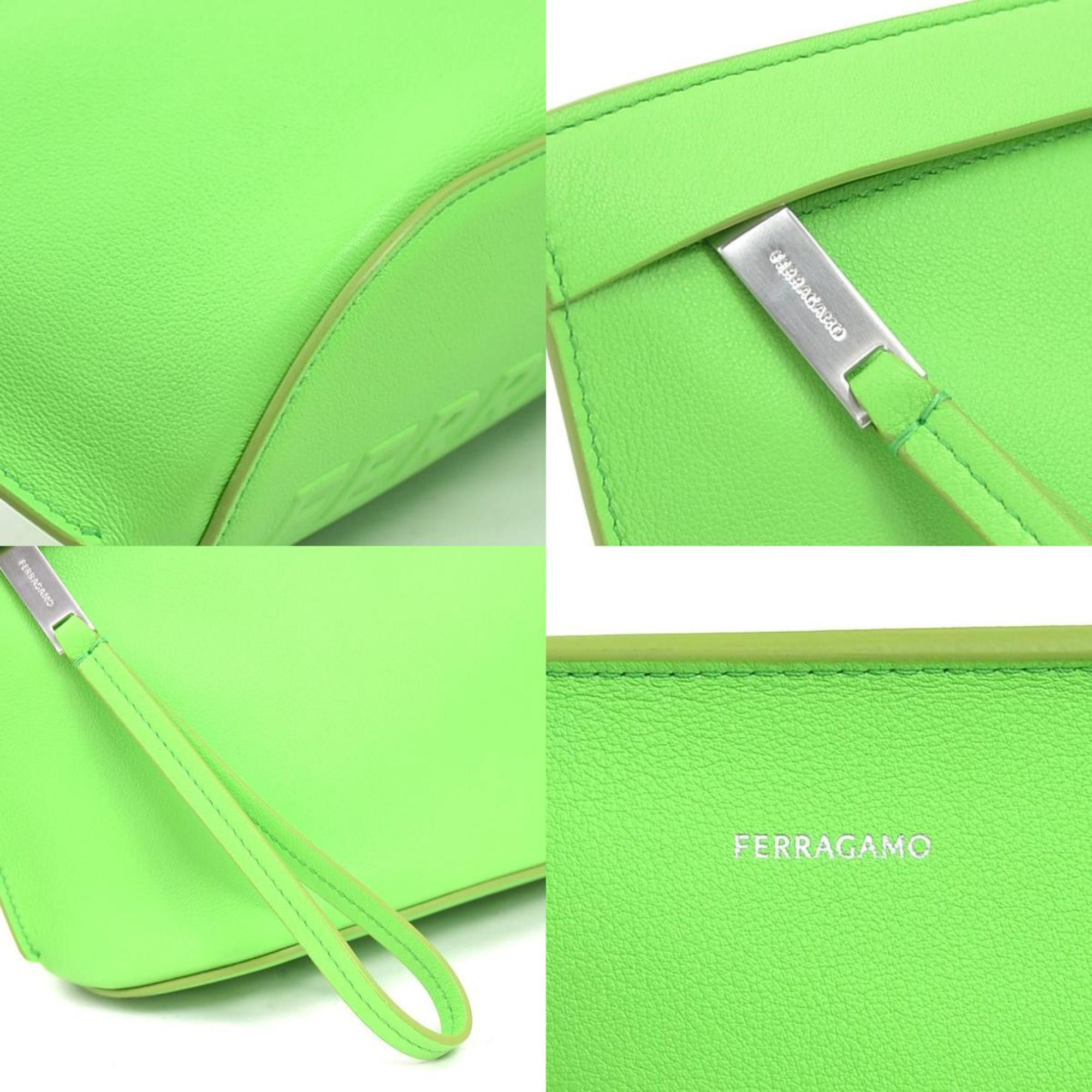 Salvatore Ferragamo Salvatore Ferragamo clutch bag in yellow-green leather for men and women (h31718a) Size ONE SIZE - 4 Thumbnail