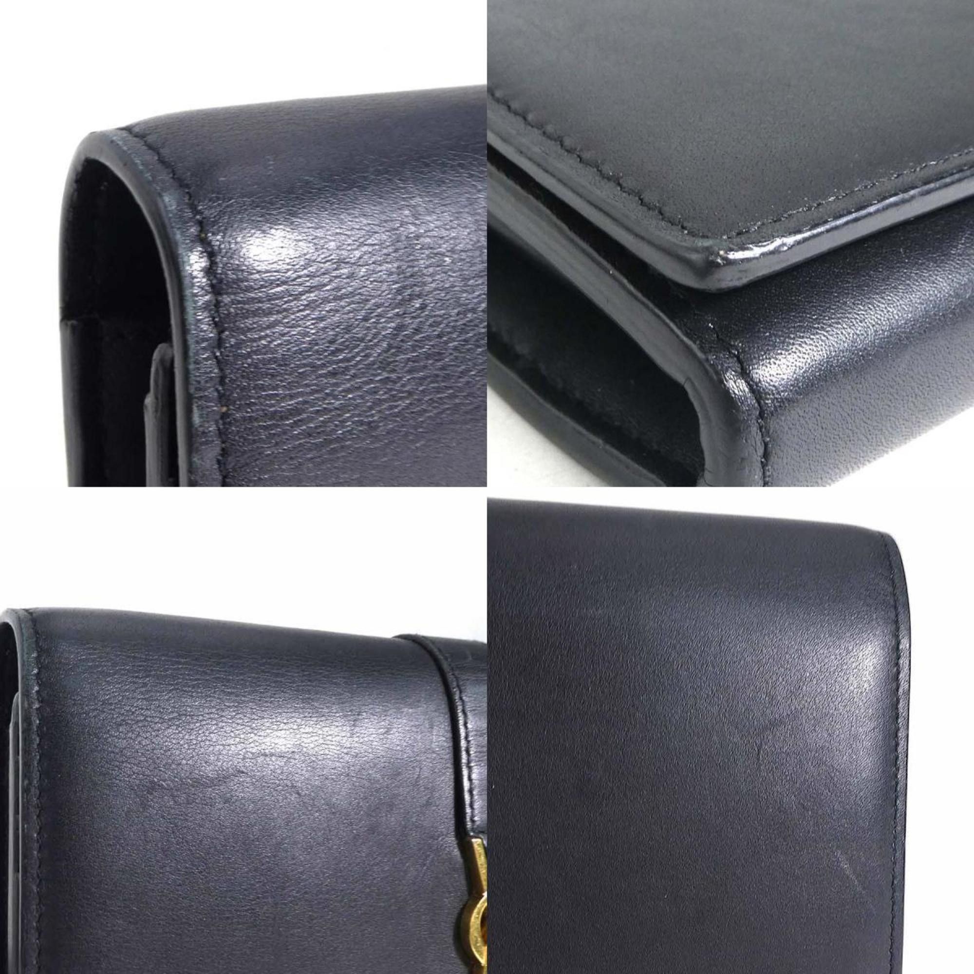 Yves Saint Laurent Yves Saint Laurent SAINT LAURENT long wallet leather black gold women's h31722a Size ONE SIZE - 4 Thumbnail