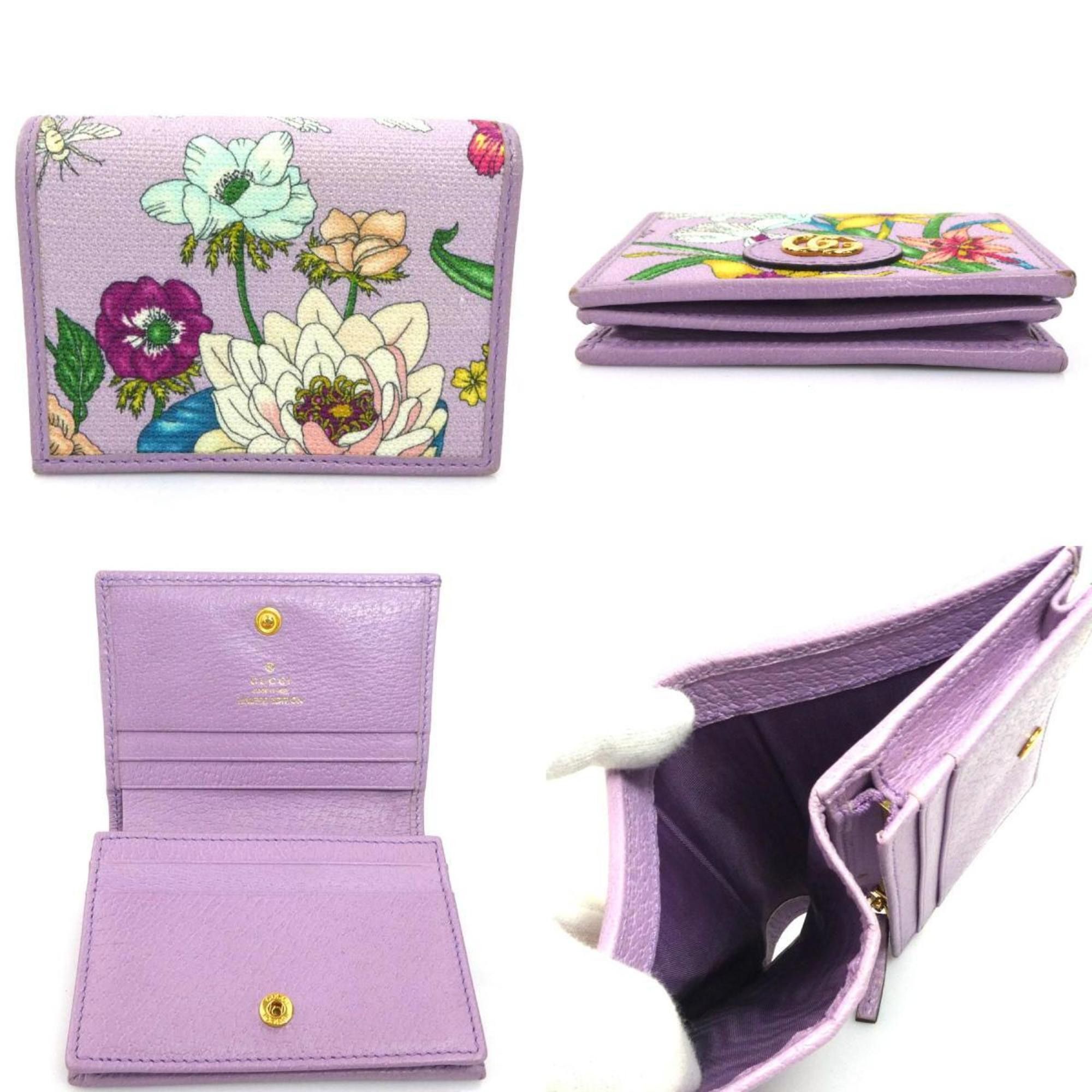 Gucci Gucci Flora Canvas and Leather Bifold Wallet in Purple, Women's, 577347, H31721A Size ONE SIZE - 3 Thumbnail