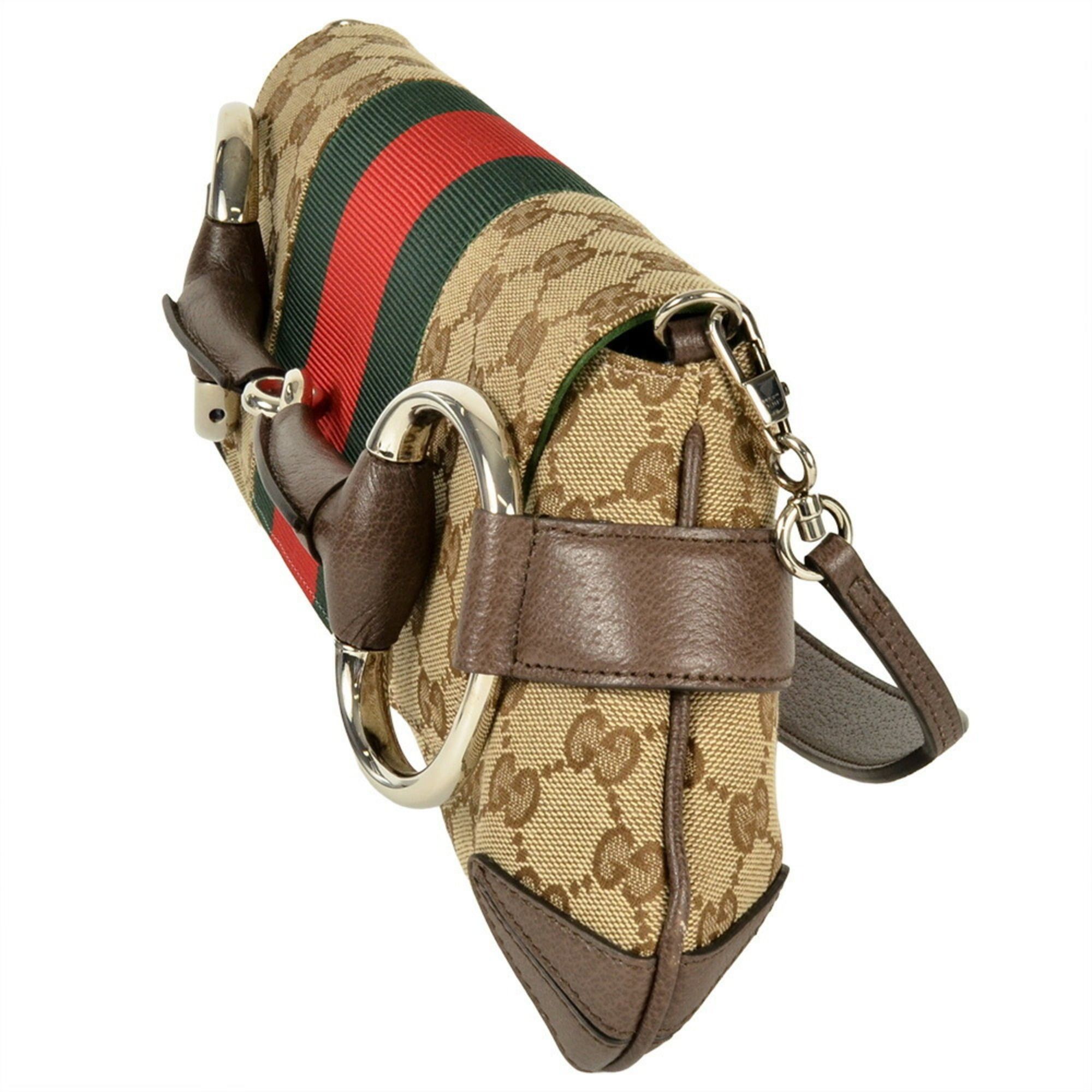 Gucci Gucci Horsebit Chain Handbag in GG Canvas (764255) Beige with Sherry Line Size ONE SIZE - 3 Thumbnail