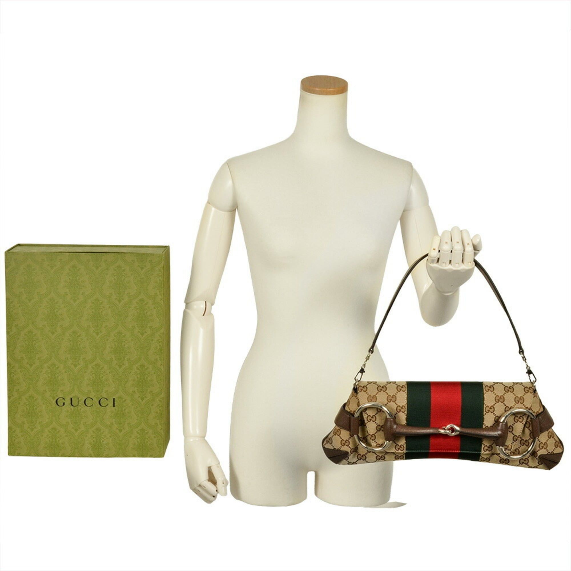 Gucci Gucci Horsebit Chain Handbag in GG Canvas (764255) Beige with Sherry Line Size ONE SIZE - 9 Thumbnail