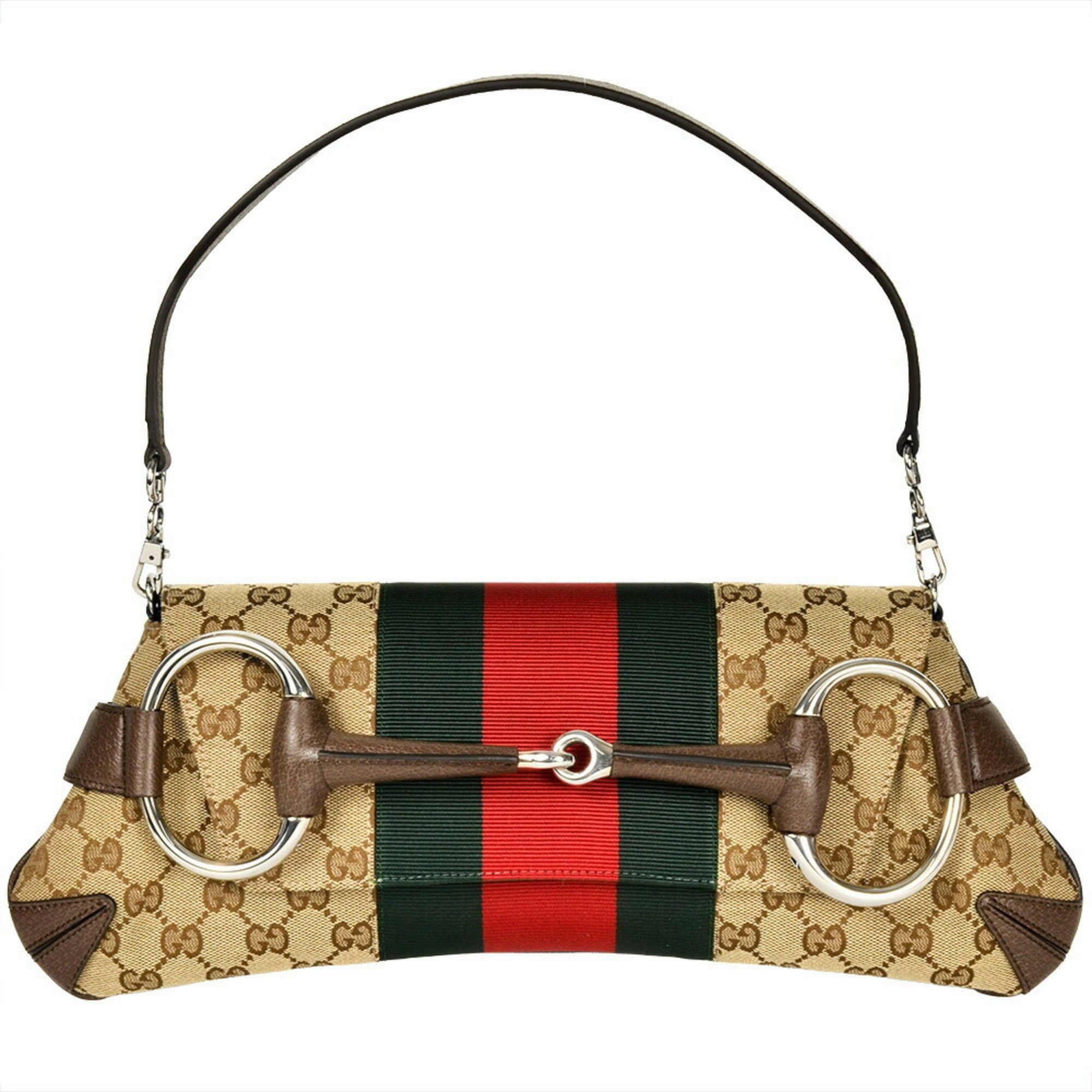 Gucci Gucci Horsebit Chain Handbag in GG Canvas (764255) Beige with Sherry Line Size ONE SIZE - 2 Thumbnail