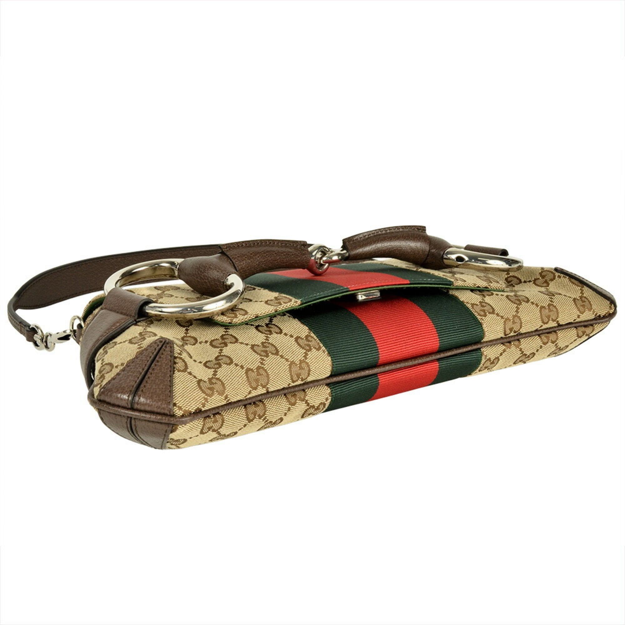 Gucci Gucci Horsebit Chain Handbag in GG Canvas (764255) Beige with Sherry Line Size ONE SIZE - 5 Thumbnail