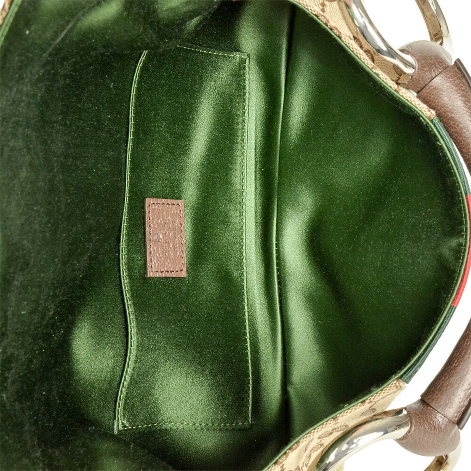 Gucci Gucci Horsebit Chain Handbag in GG Canvas (764255) Beige with Sherry Line Size ONE SIZE - 7 Thumbnail