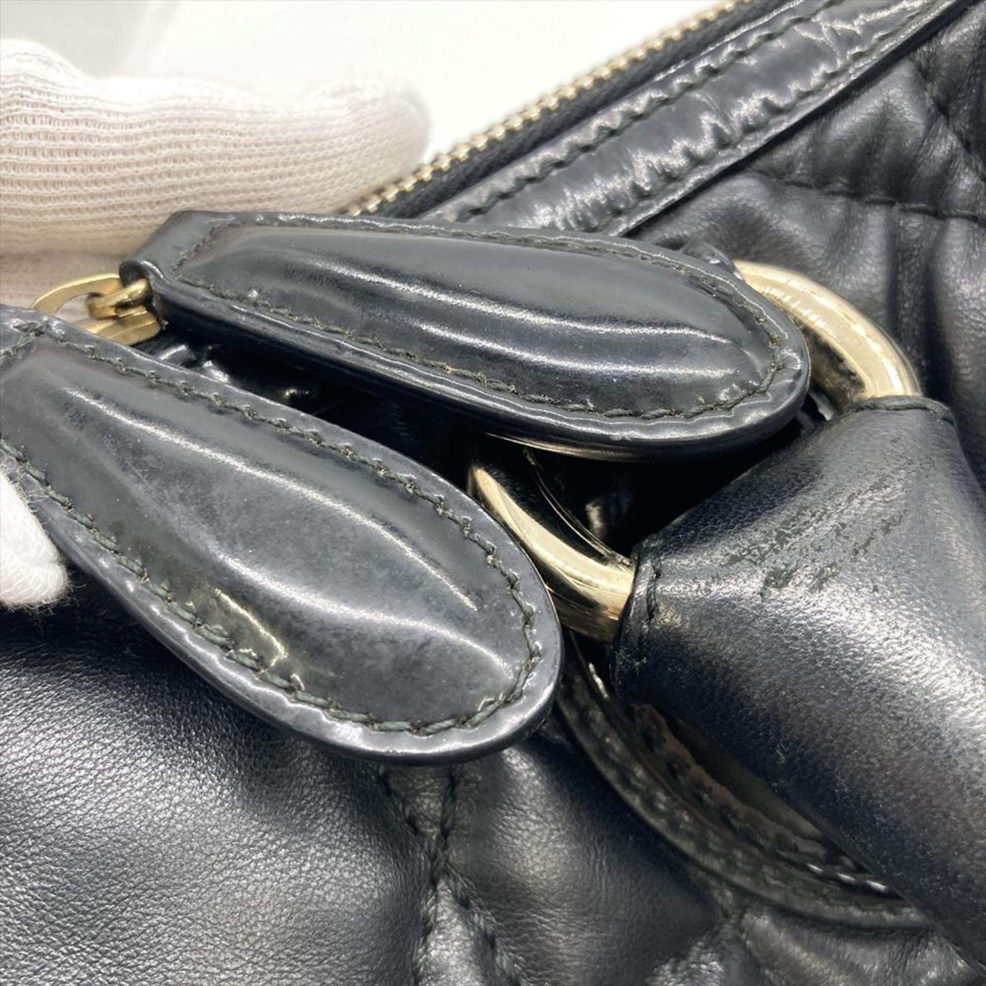Dior Christian Dior Dior Handbag Leather Black Cannage Women's Size ONE SIZE - 12 Thumbnail
