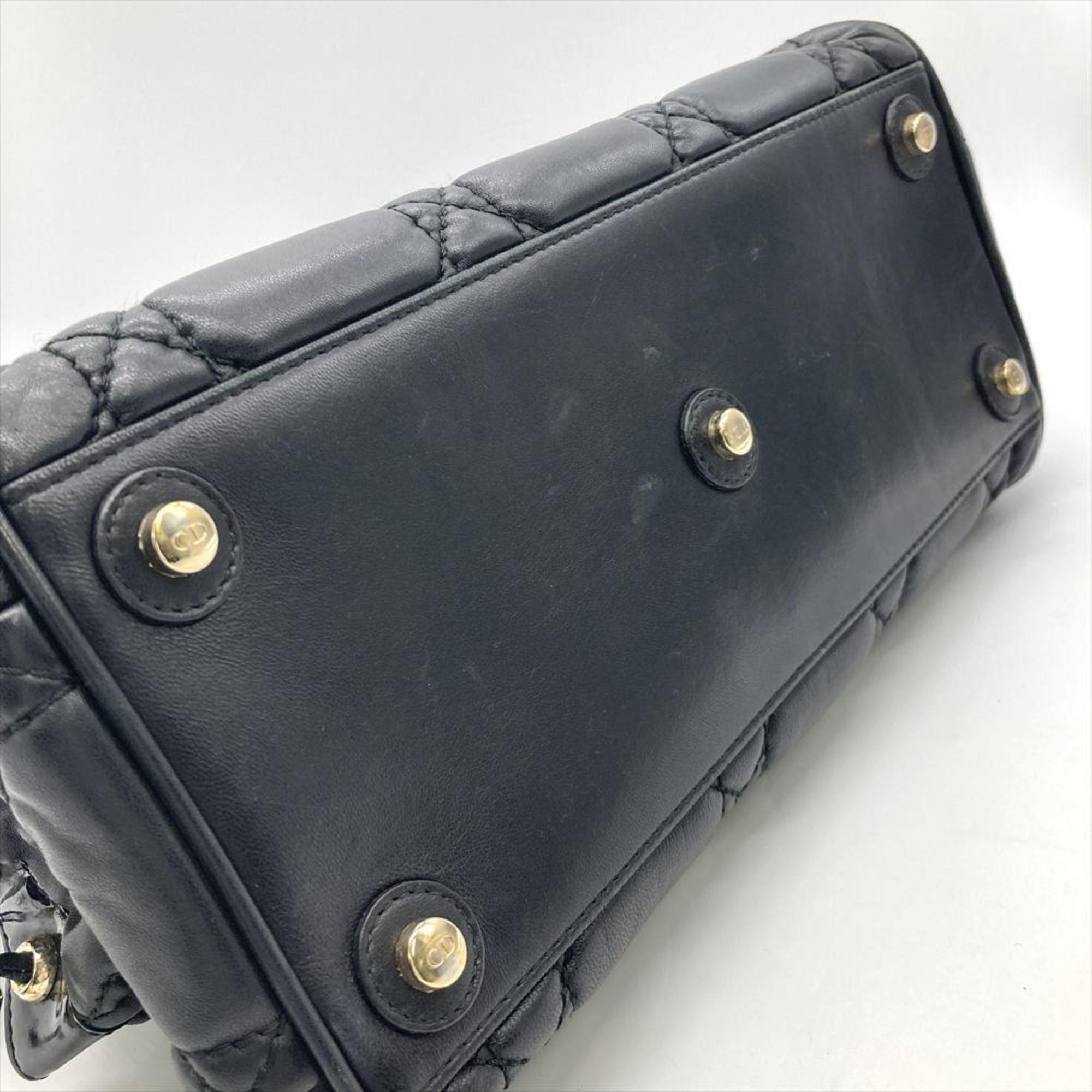 Dior Christian Dior Dior Handbag Leather Black Cannage Women's Size ONE SIZE - 6 Thumbnail