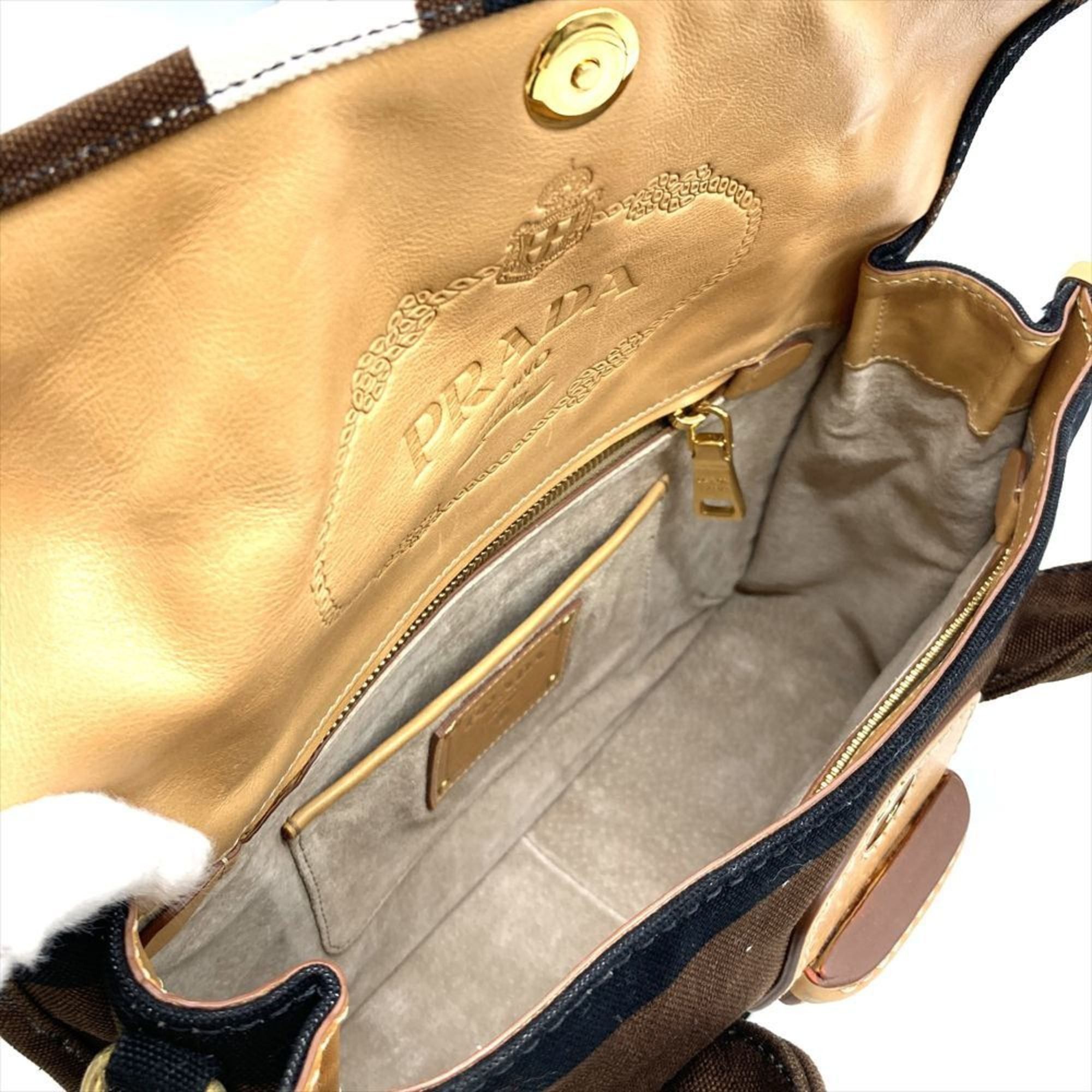 Prada Prada Handbag Canvas BN2119 Multicolor Brown Women's Size ONE SIZE - 6 Thumbnail