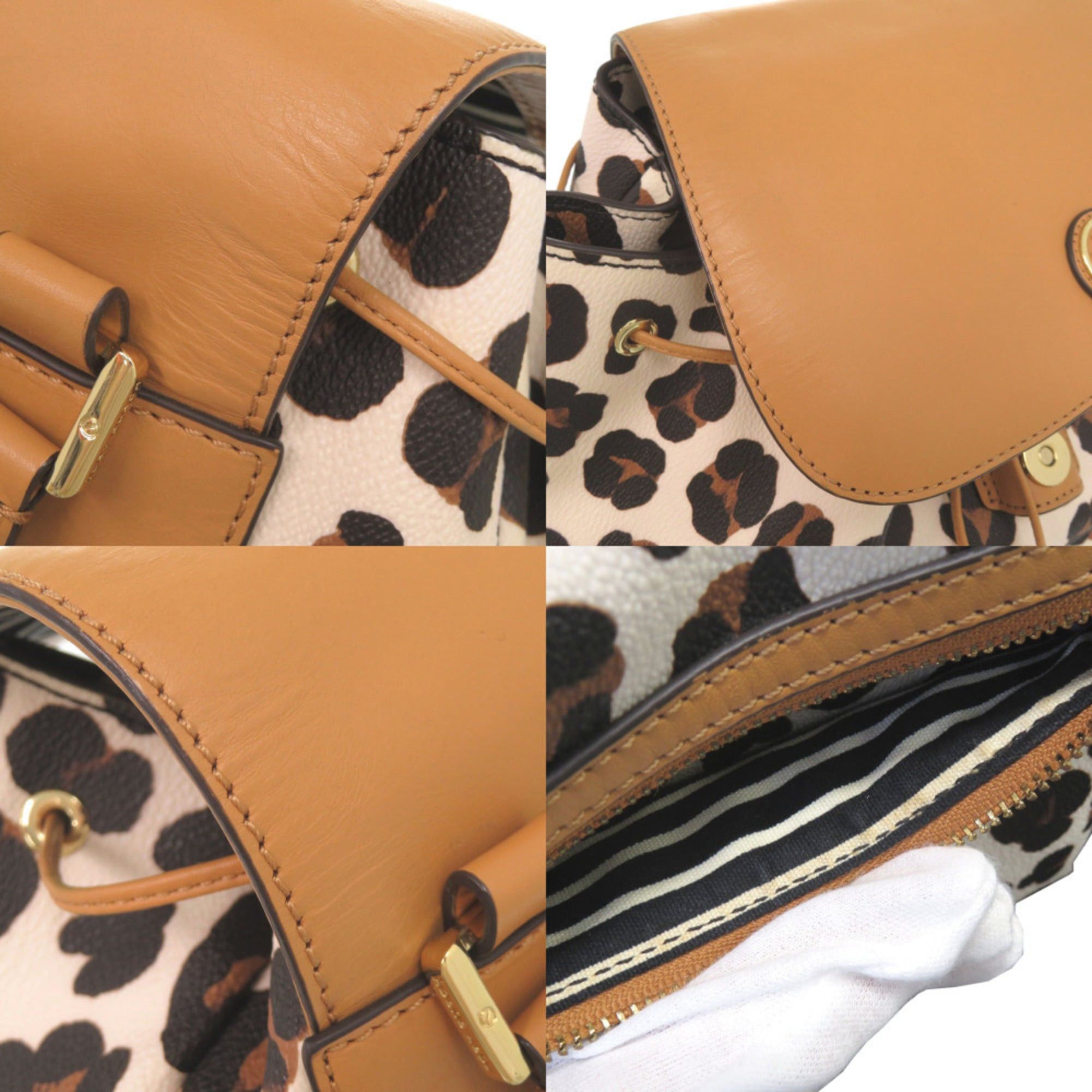Tory Burch Tory Burch Leopard Print PVC Multicolor Backpack Daypack 0911 Size ONE SIZE - 8 Thumbnail