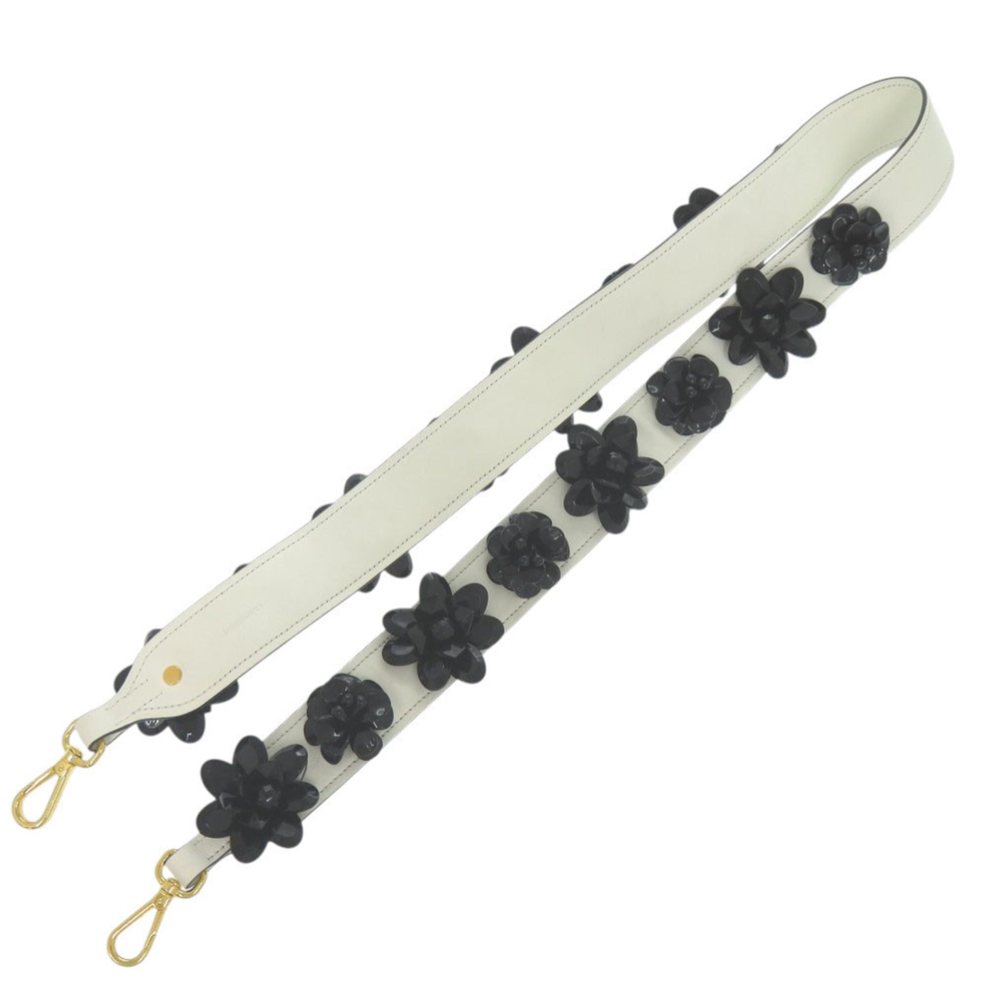 Prada Prada Shoulder Belt White x Black Flower Leather Strap 1085 PRADA Size ONE SIZE - 7 Thumbnail