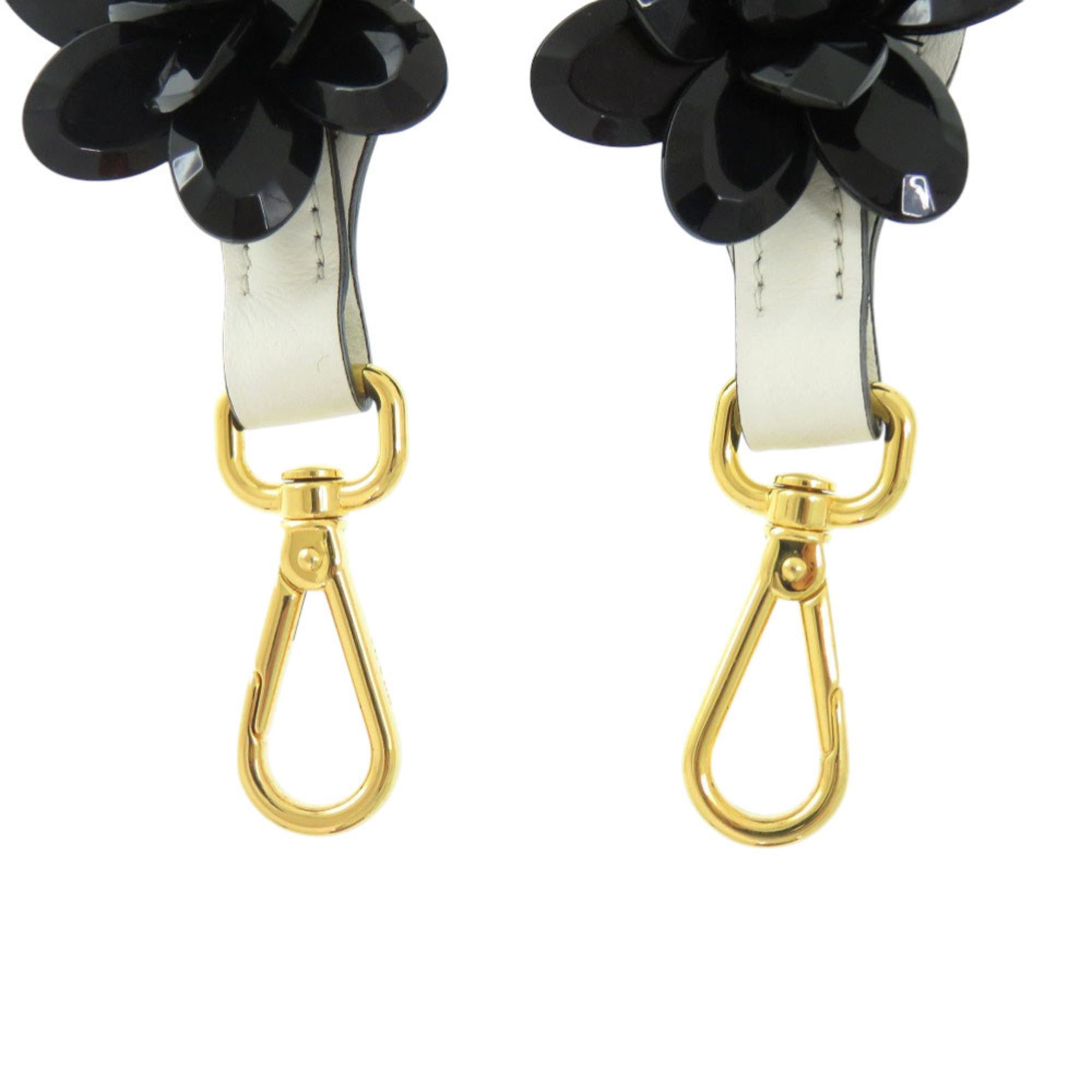Prada Prada Shoulder Belt White x Black Flower Leather Strap 1085 PRADA Size ONE SIZE - 3 Thumbnail