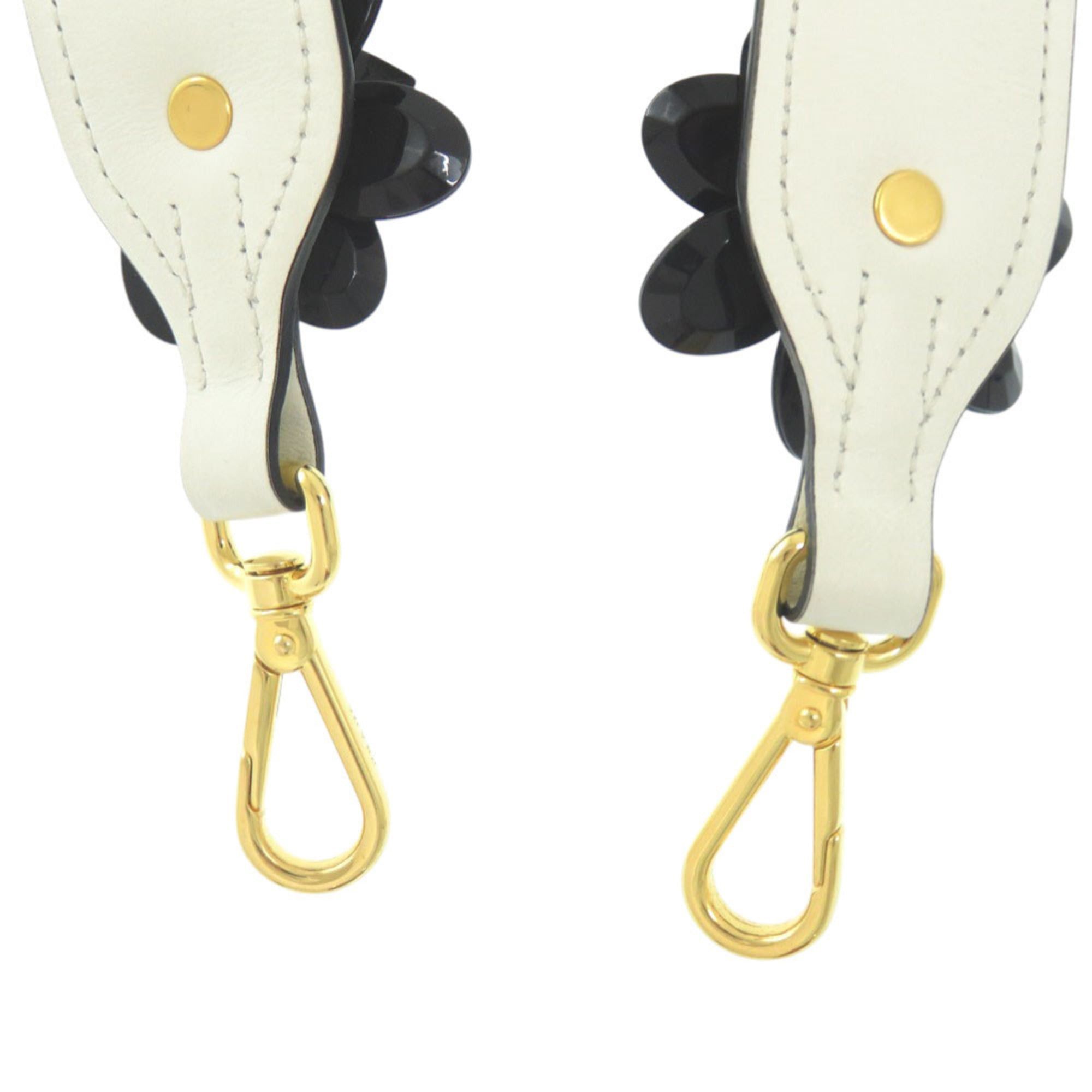 Prada Prada Shoulder Belt White x Black Flower Leather Strap 1085 PRADA Size ONE SIZE - 4 Thumbnail