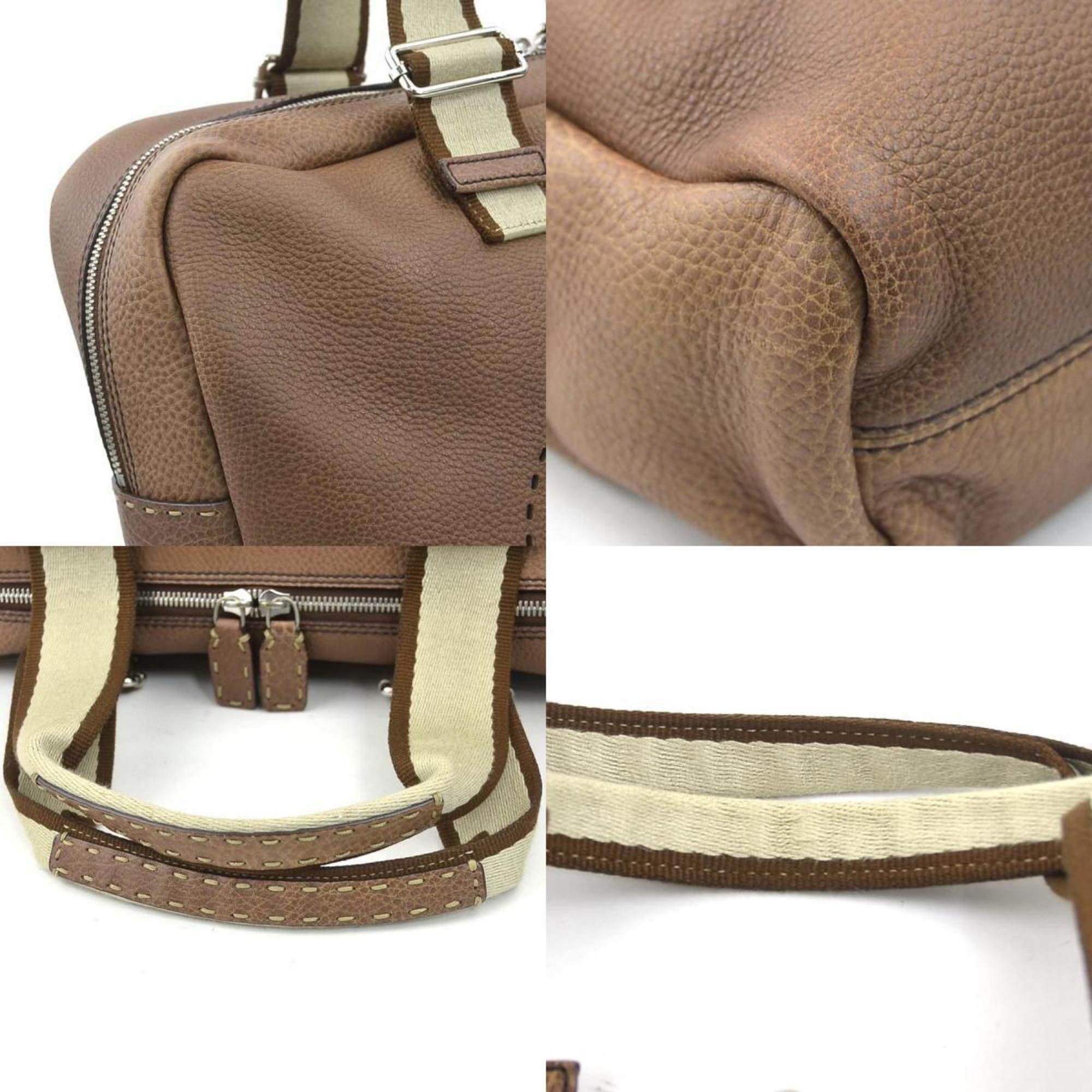 Fendi Fendi Selleria handbag in brown and silver leather canvas for men women, model 2372-8BL094 e61133a Size ONE SIZE - 3 Thumbnail