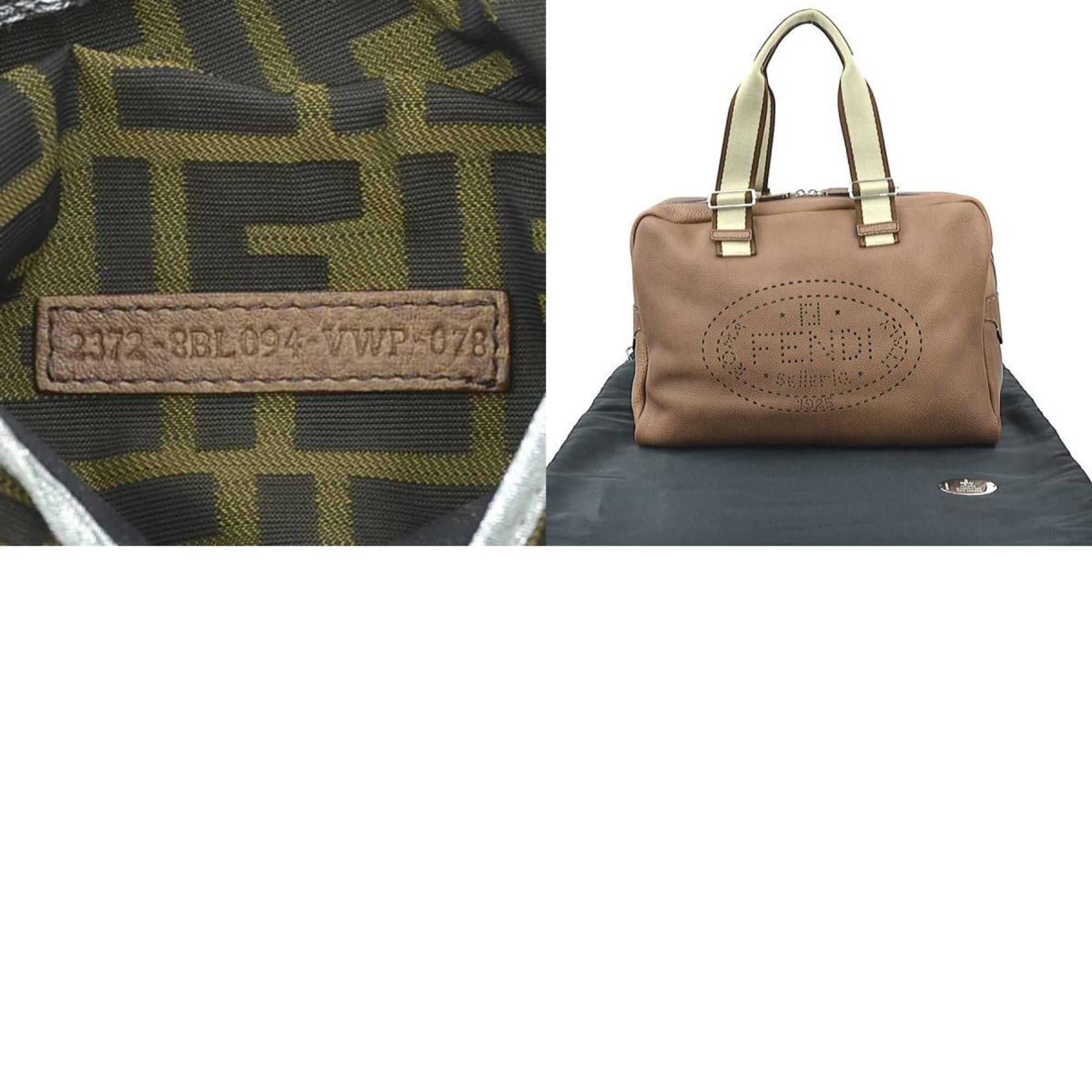 Fendi Fendi Selleria handbag in brown and silver leather canvas for men women, model 2372-8BL094 e61133a Size ONE SIZE - 5 Thumbnail
