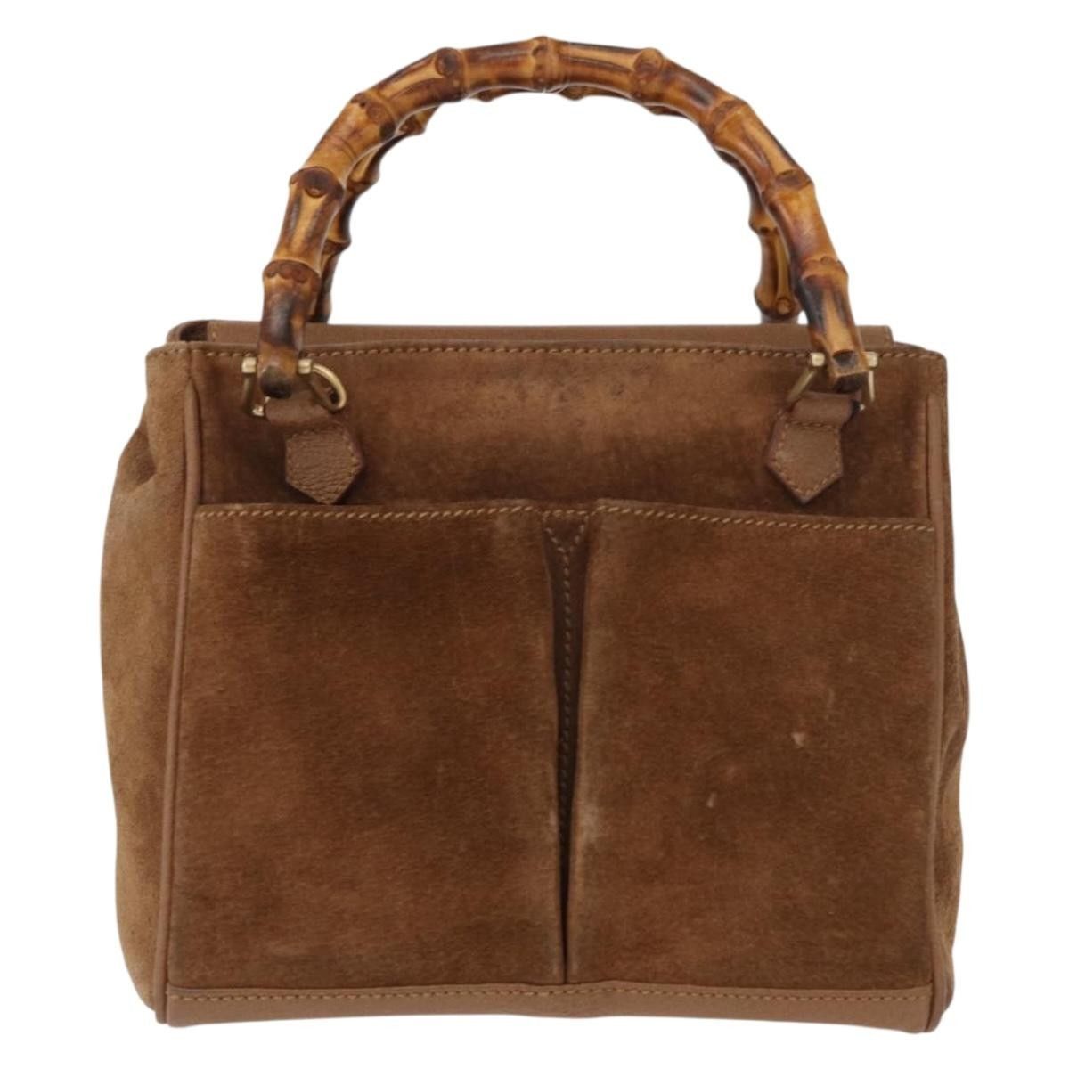 Gucci Gucci Vintage Bamboo Front Pocket Tote Suede Size ONE SIZE - 18 Thumbnail