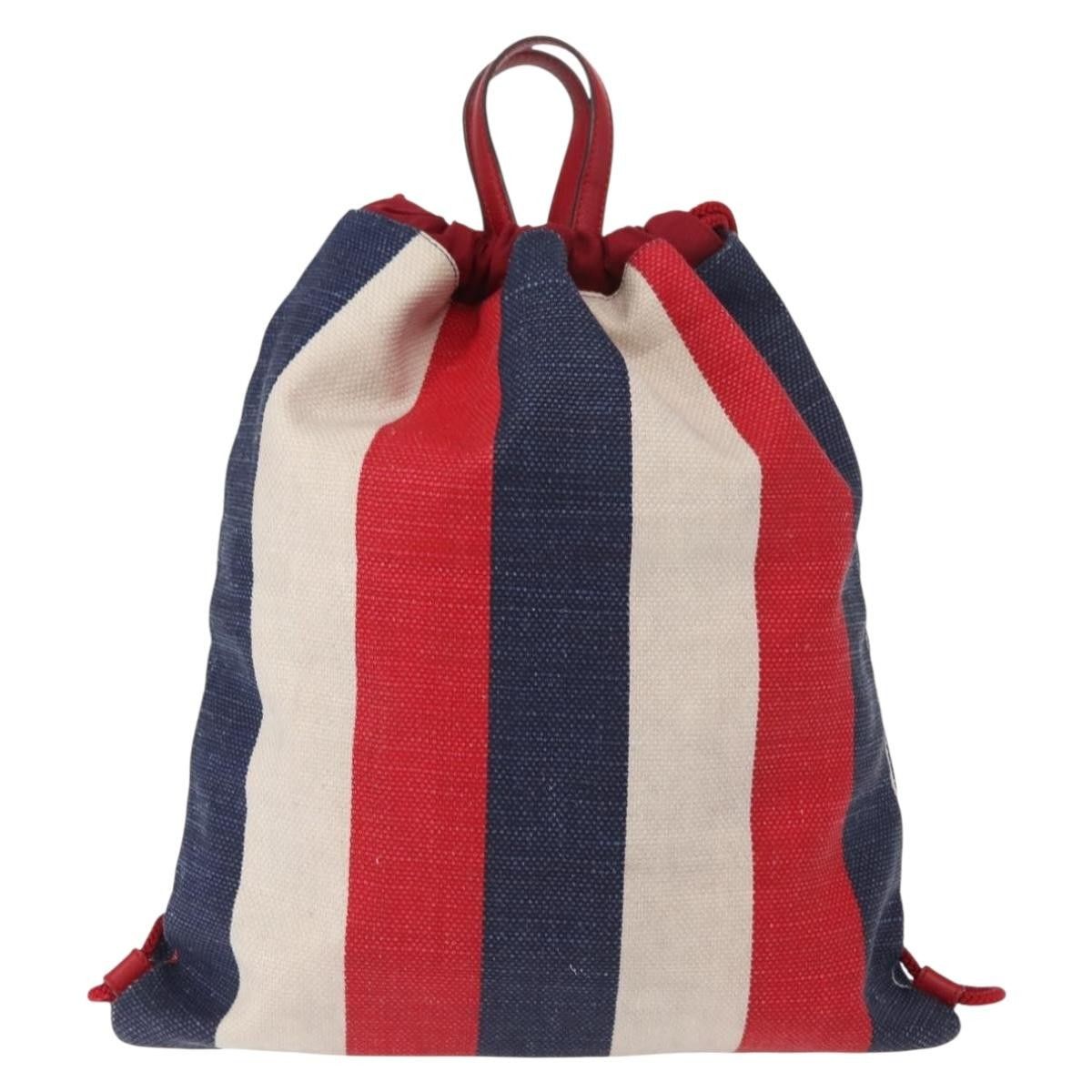 Gucci Gucci Logo Drawstring Backpack Striped Canvas Size ONE SIZE - 2 Thumbnail