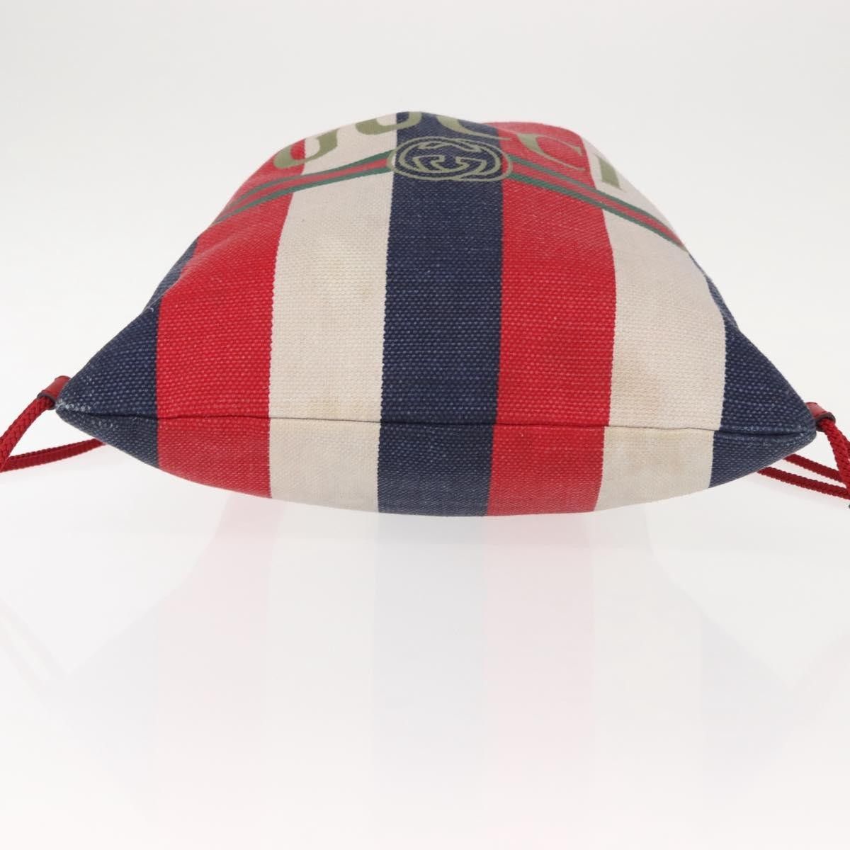 Gucci Gucci Logo Drawstring Backpack Striped Canvas Size ONE SIZE - 14 Thumbnail