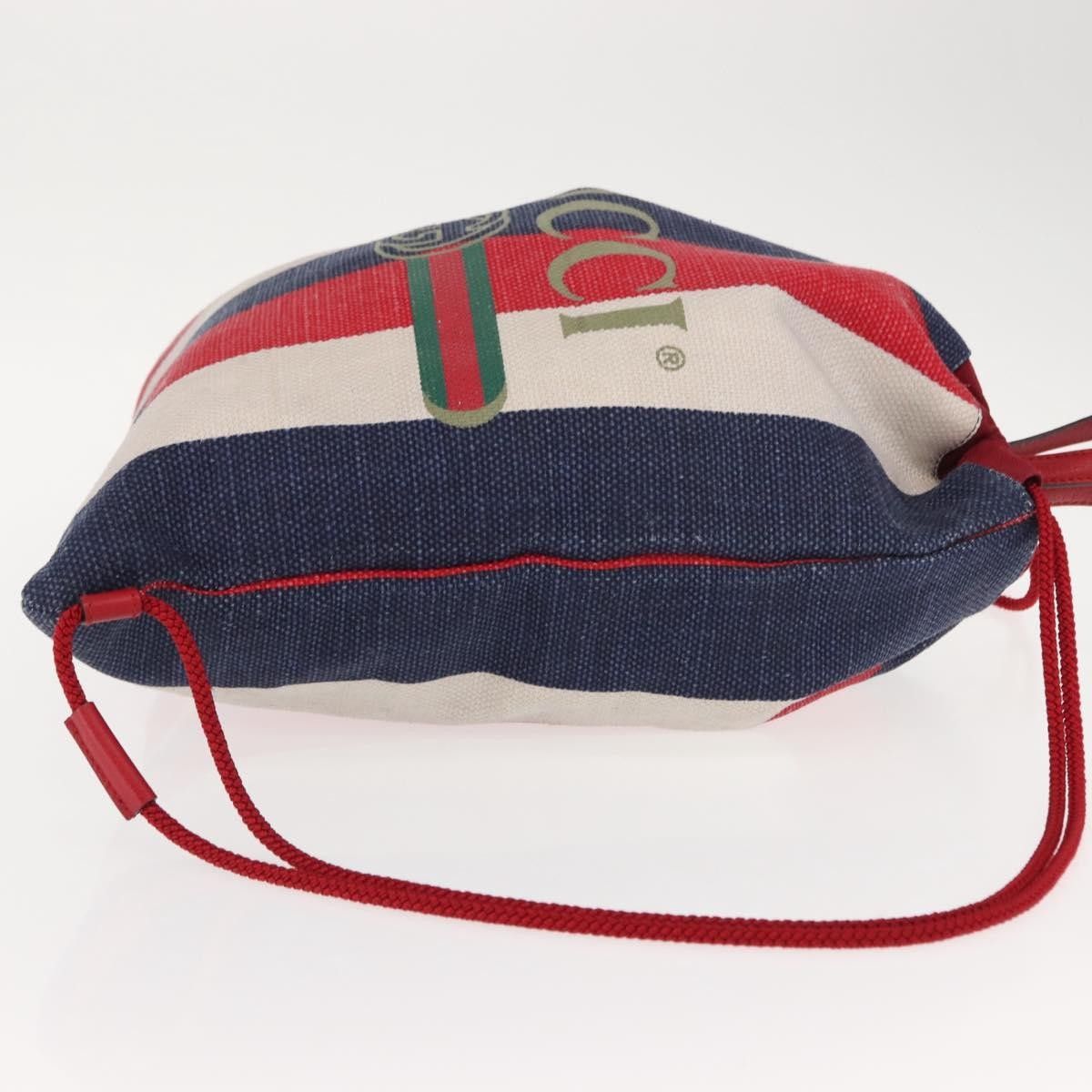 Gucci Gucci Logo Drawstring Backpack Striped Canvas Size ONE SIZE - 3 Thumbnail