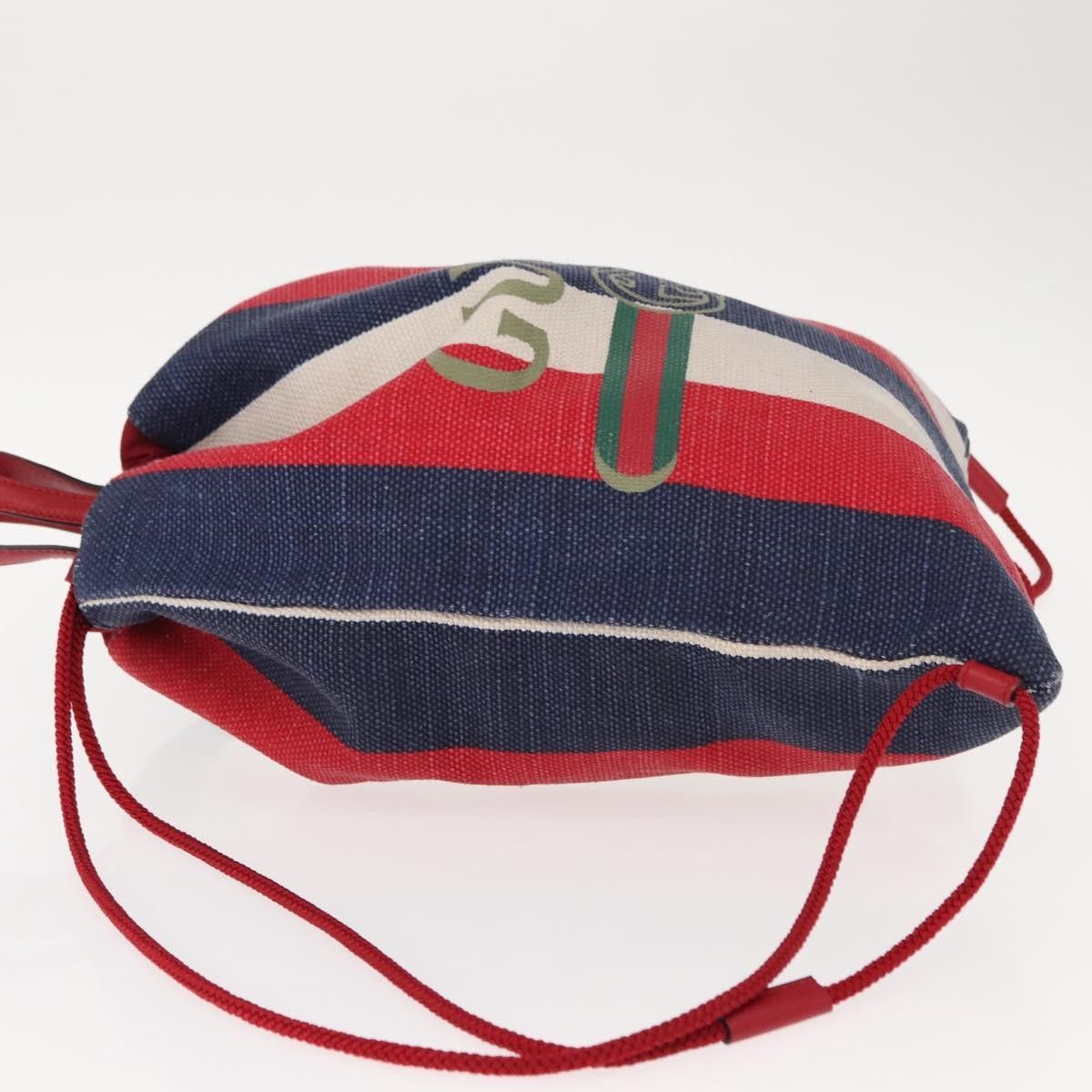 Gucci Gucci Logo Drawstring Backpack Striped Canvas Size ONE SIZE - 4 Thumbnail