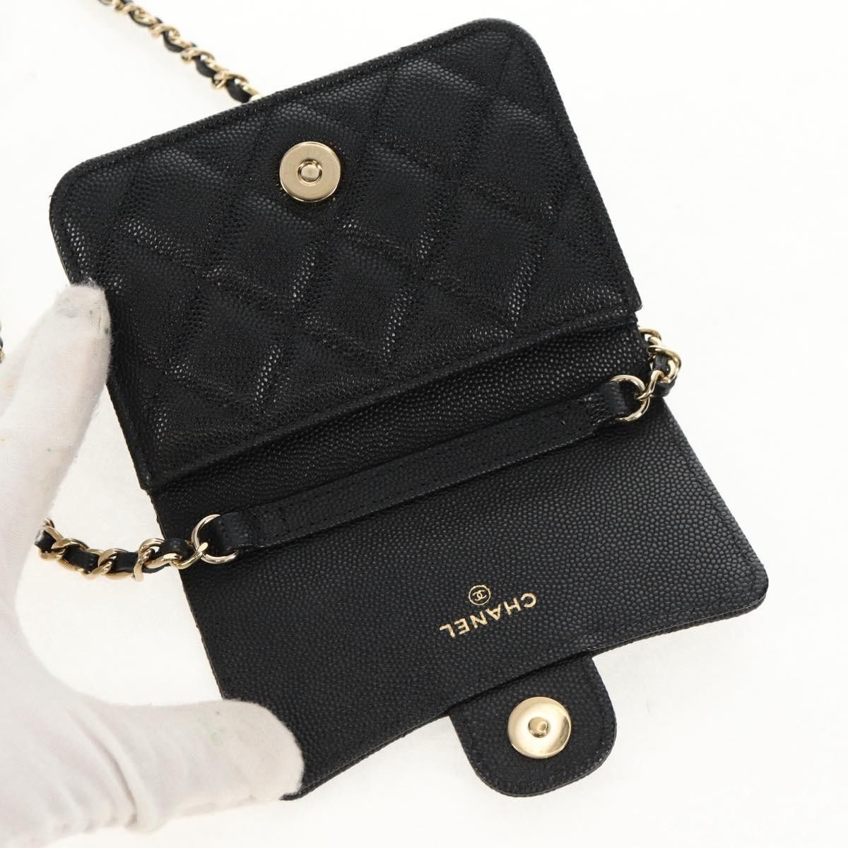 Chanel Chanel Classic Flap Clutch with Chain Quilted Caviar Size ONE SIZE - 23 Thumbnail