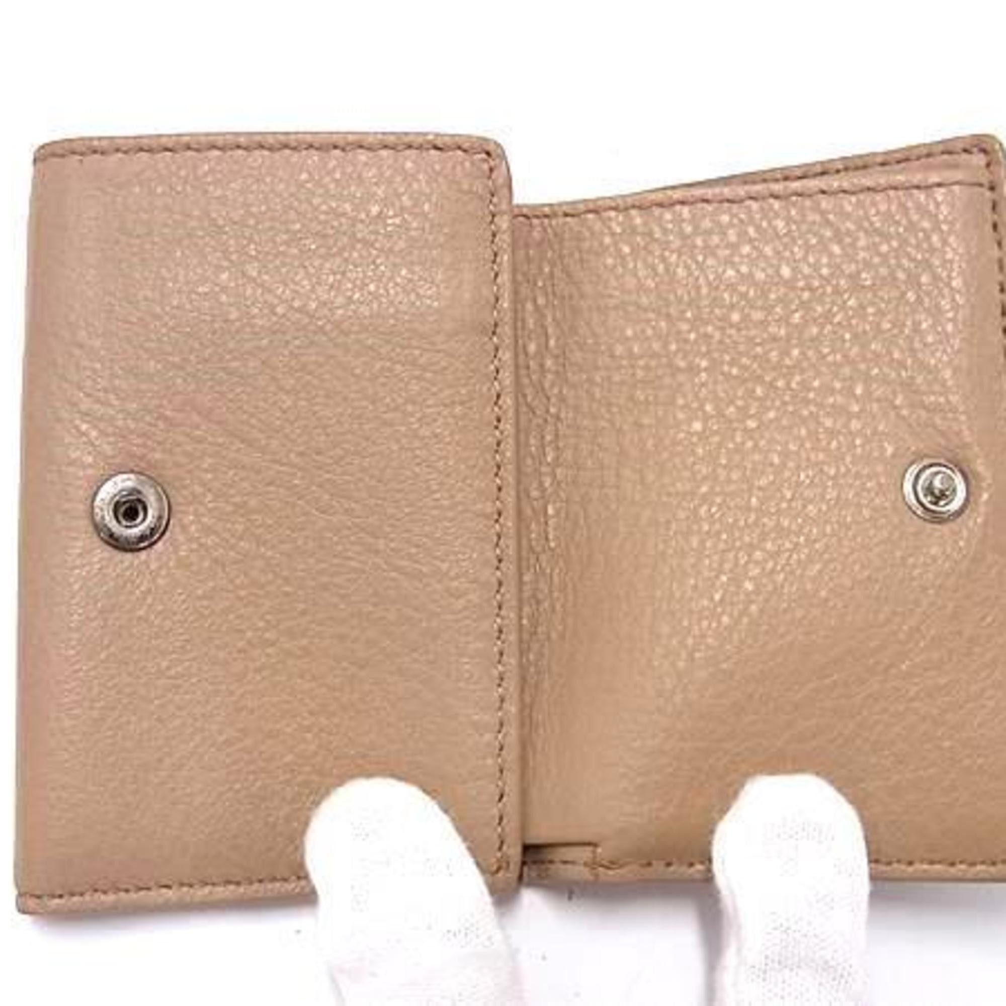 Balenciaga BALENCIAGA Paper Mini Wallet 391446 Beige Leather Women's Trifold Size ONE SIZE - 4 Thumbnail