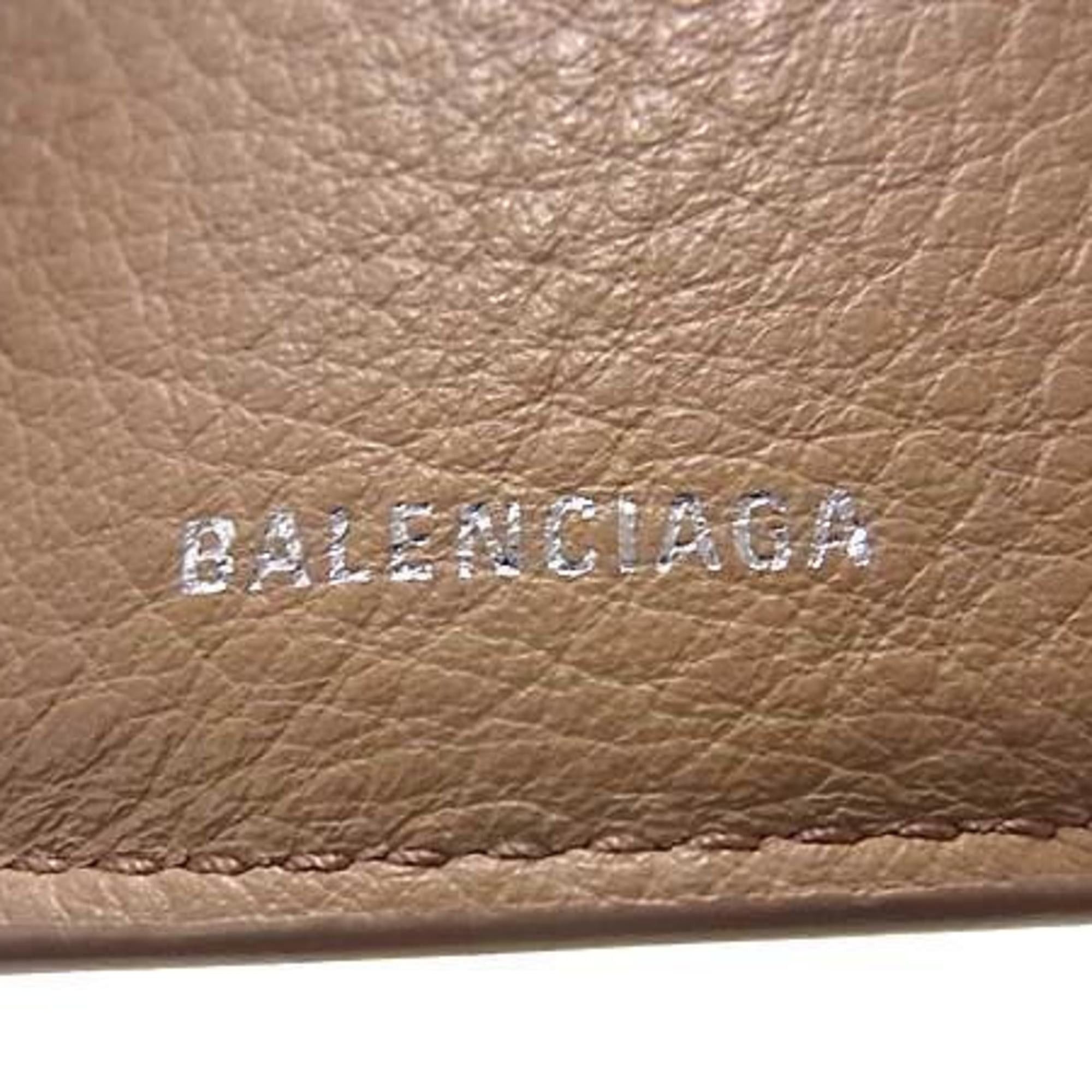 Balenciaga BALENCIAGA Paper Mini Wallet 391446 Beige Leather Women's Trifold Size ONE SIZE - 2 Thumbnail