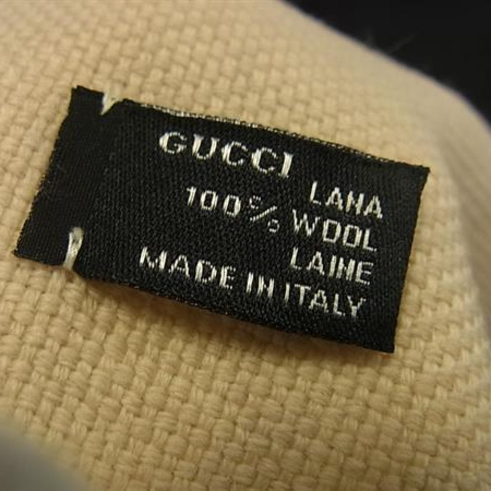 Gucci GUCCI Women's Beige Black Wool Scarf Size ONE SIZE - 4 Thumbnail
