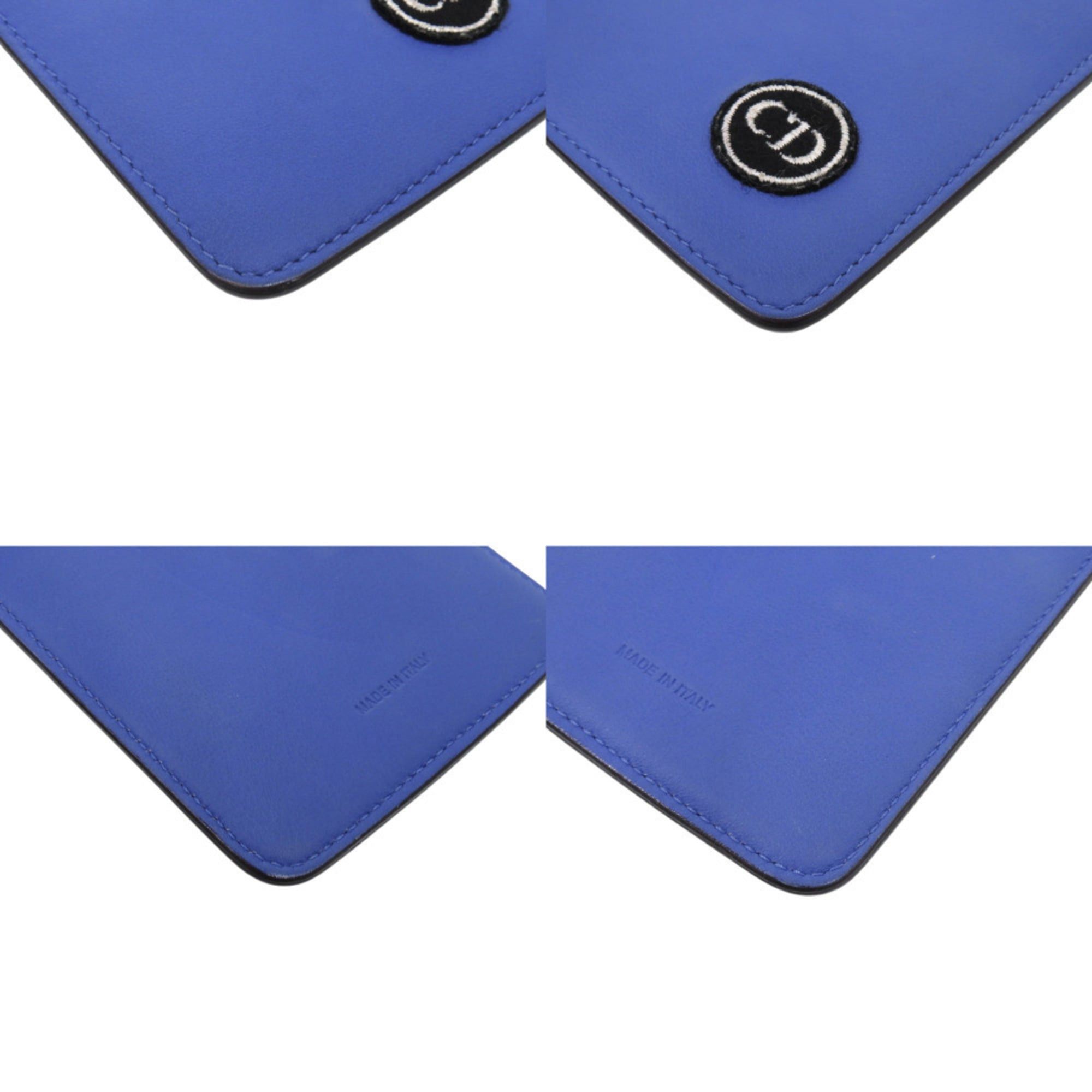 Dior Christian Dior Neck Pouch Leather Blue Card Case 1422 Size ONE SIZE - 8 Thumbnail
