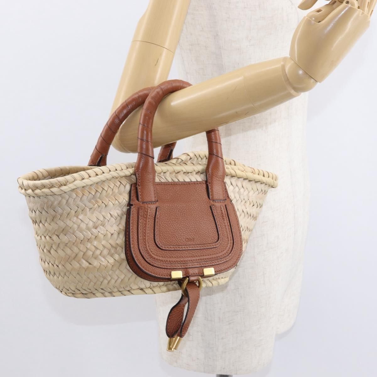 Chloe Chloe Marcie Basket Bag Raffia and Leather Size ONE SIZE - 14 Thumbnail