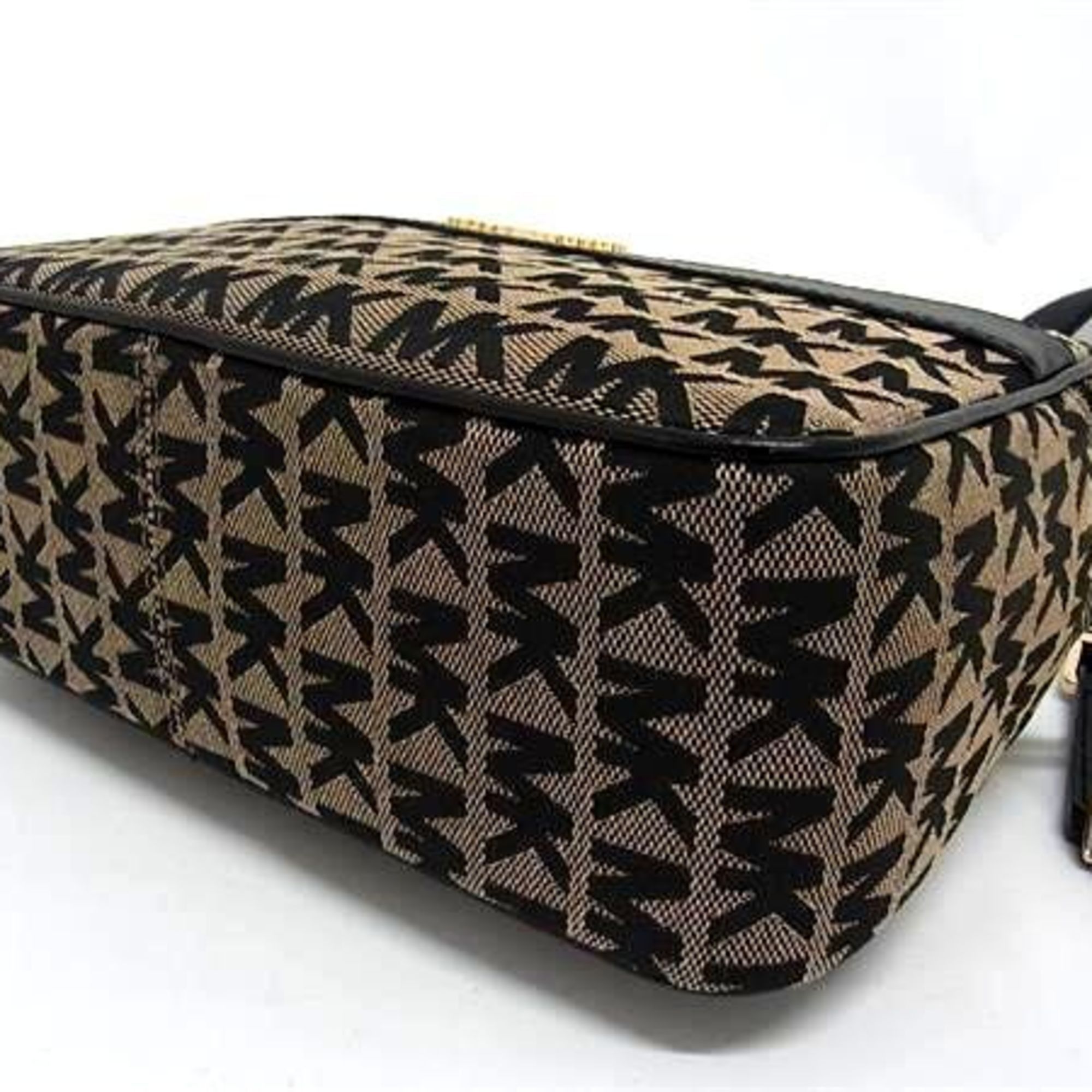 Michael Kors Michael Kors Shoulder Bag MK Pattern Black Beige Canvas Leather Men's Women's Size ONE SIZE - 5 Thumbnail