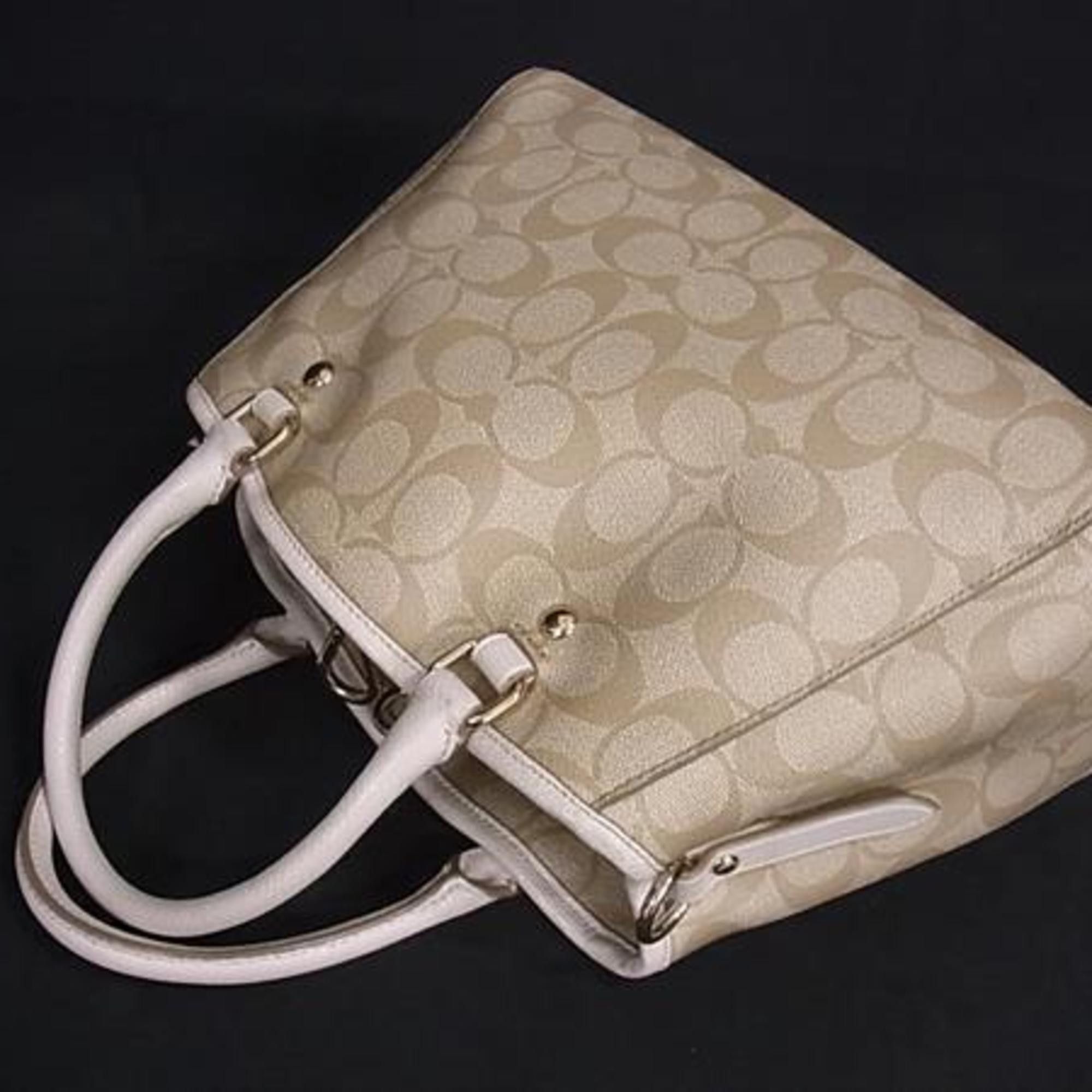 Coach COACH Signature Handbag F34605 Beige Ivory Leather Women's Size ONE SIZE - 4 Thumbnail