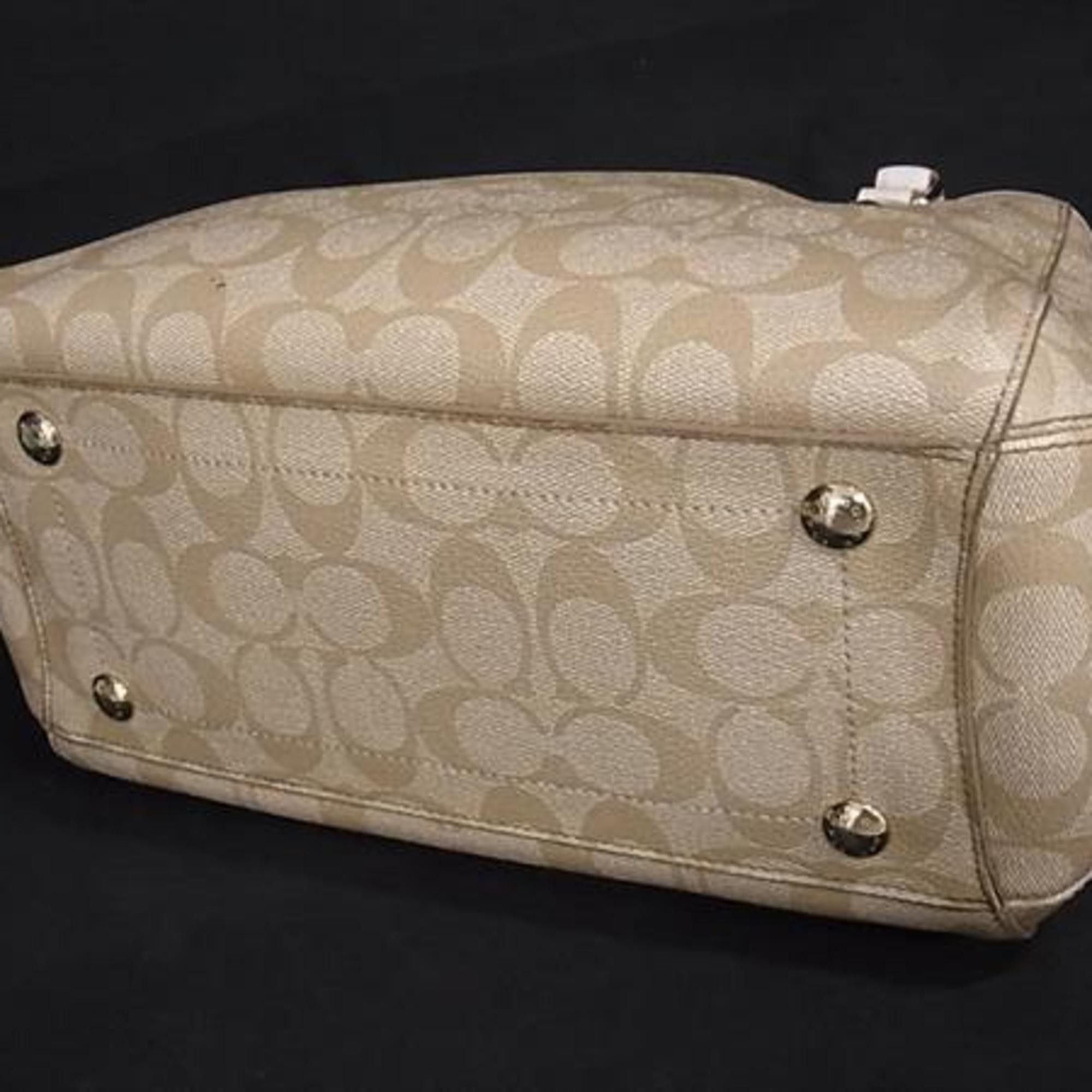 Coach COACH Signature Handbag F34605 Beige Ivory Leather Women's Size ONE SIZE - 5 Thumbnail