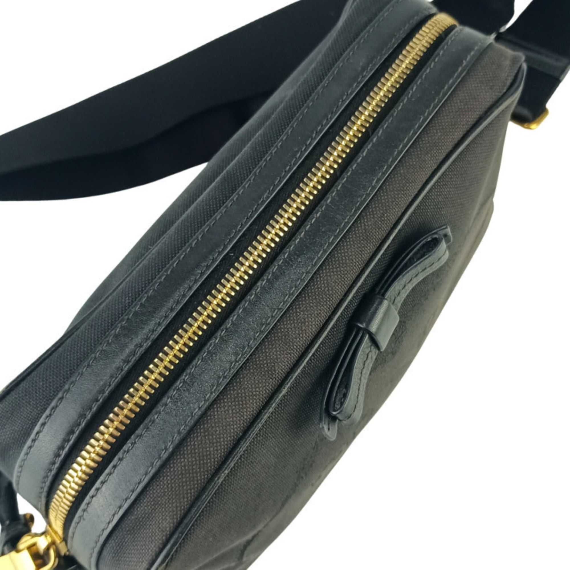 Prada Prada Crossbody Bag Jacquard Shoulder 1BH089 Black Canvas Leather Women's Ribbon Size ONE SIZE - 8 Thumbnail