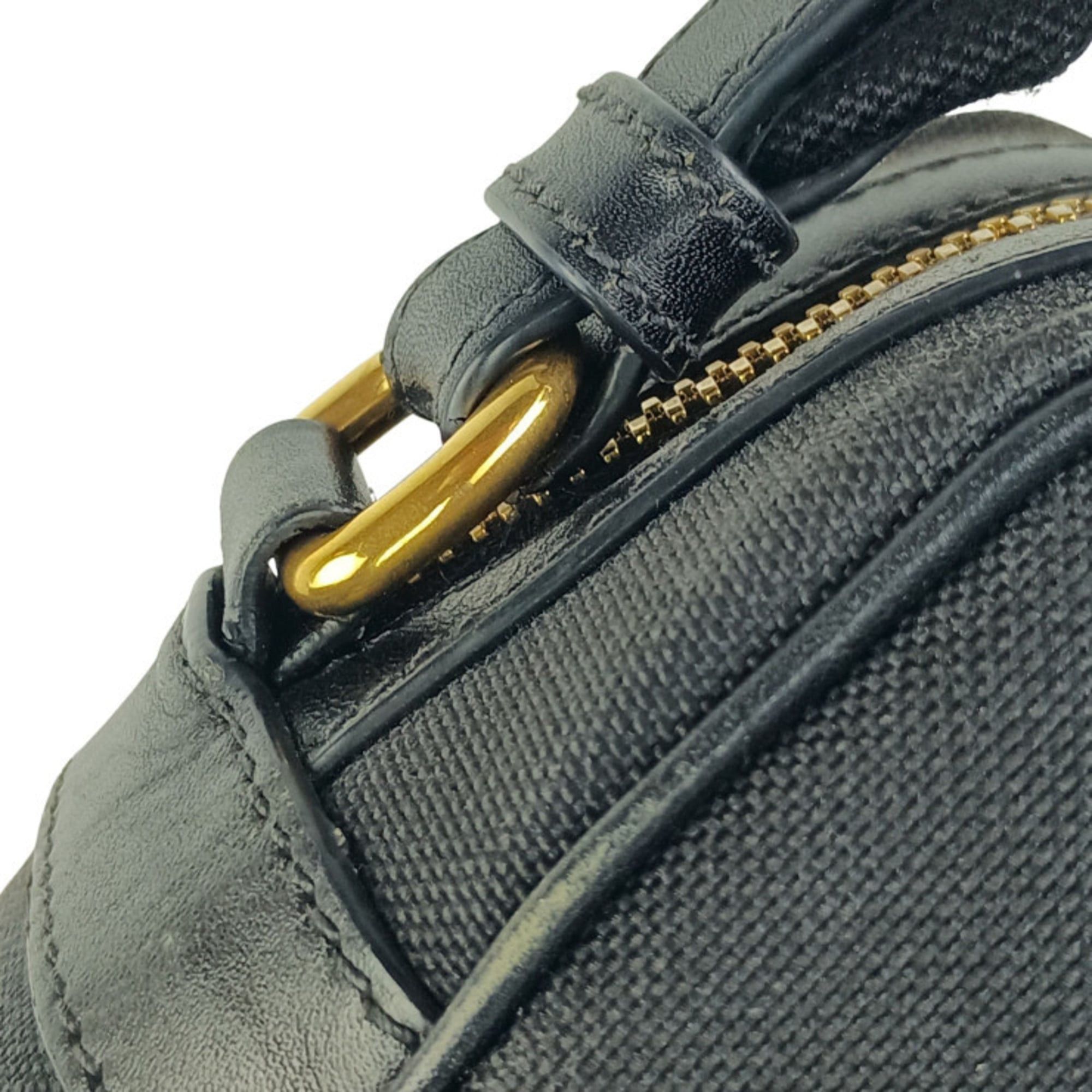 Prada Prada Crossbody Bag Jacquard Shoulder 1BH089 Black Canvas Leather Women's Ribbon Size ONE SIZE - 7 Thumbnail