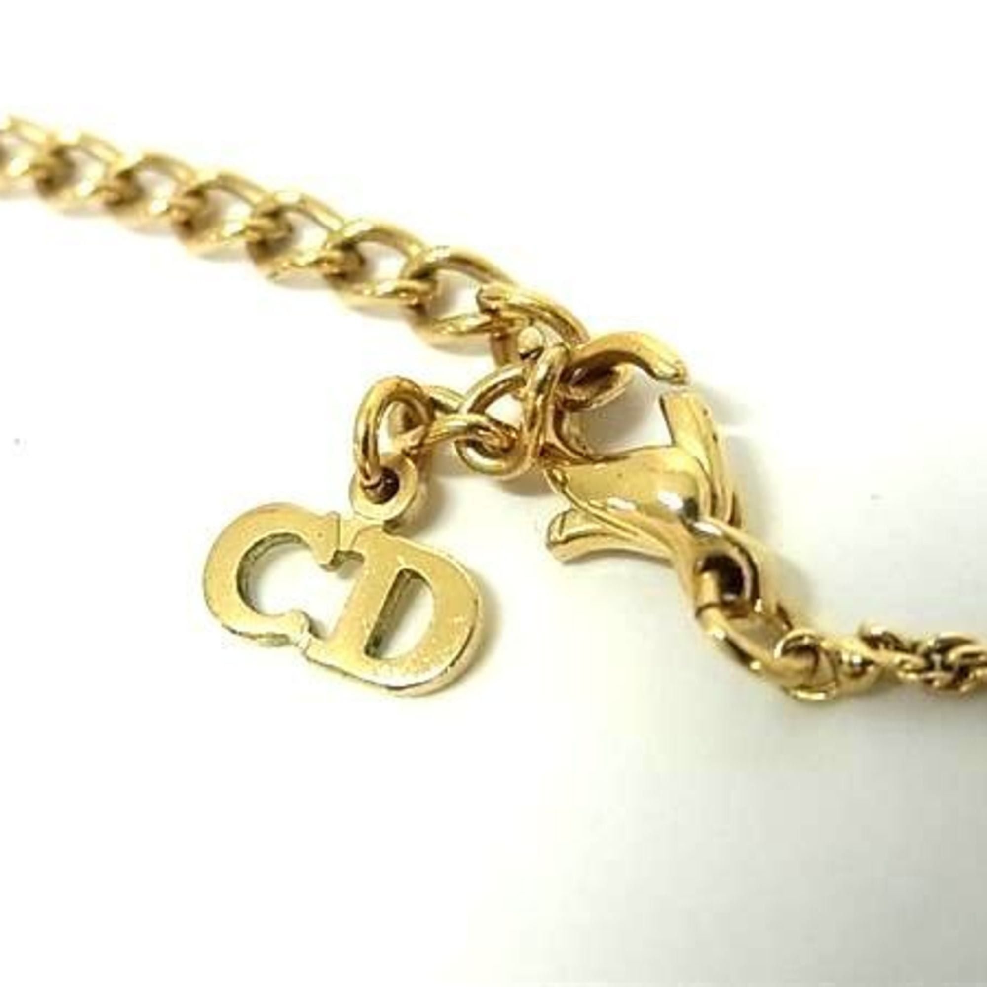 Dior Christian Dior Women's Gold Metal Necklace with Faux Pearls Size ONE SIZE - 2 Thumbnail