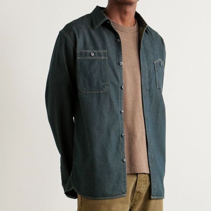 Ralph Lauren Ralph Lauren RRL Indigo Denim Cotton Linen Shirt Denim Tops 782959630001 DUTY FREE for USA Size ONE SIZE - 3 Thumbnail