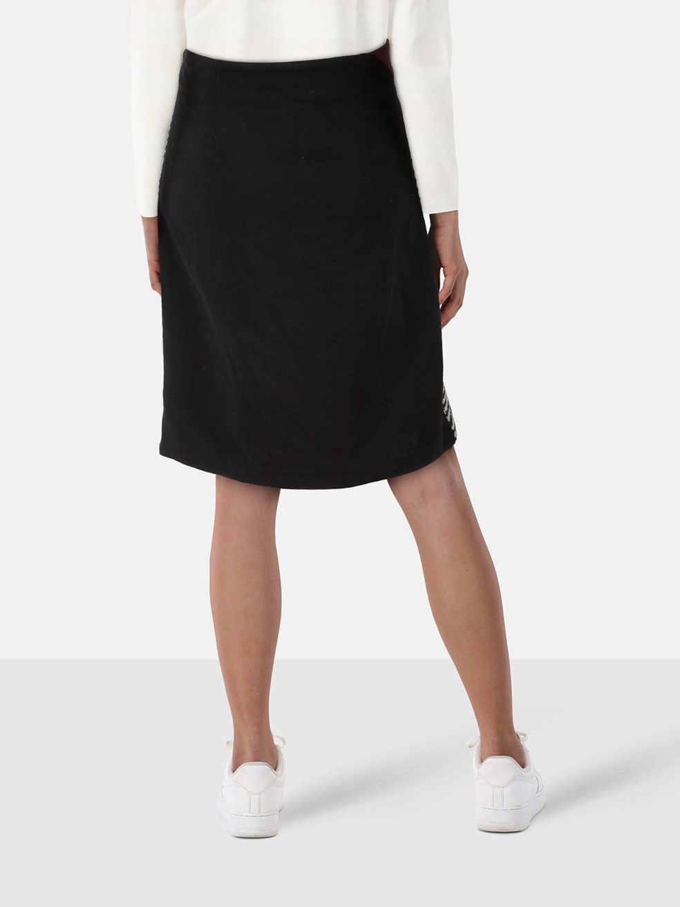 Fendi Wool Striped Tweed Leather Detail Midi Skirt Size 30" / US 8 / IT 44 - 2 Thumbnail