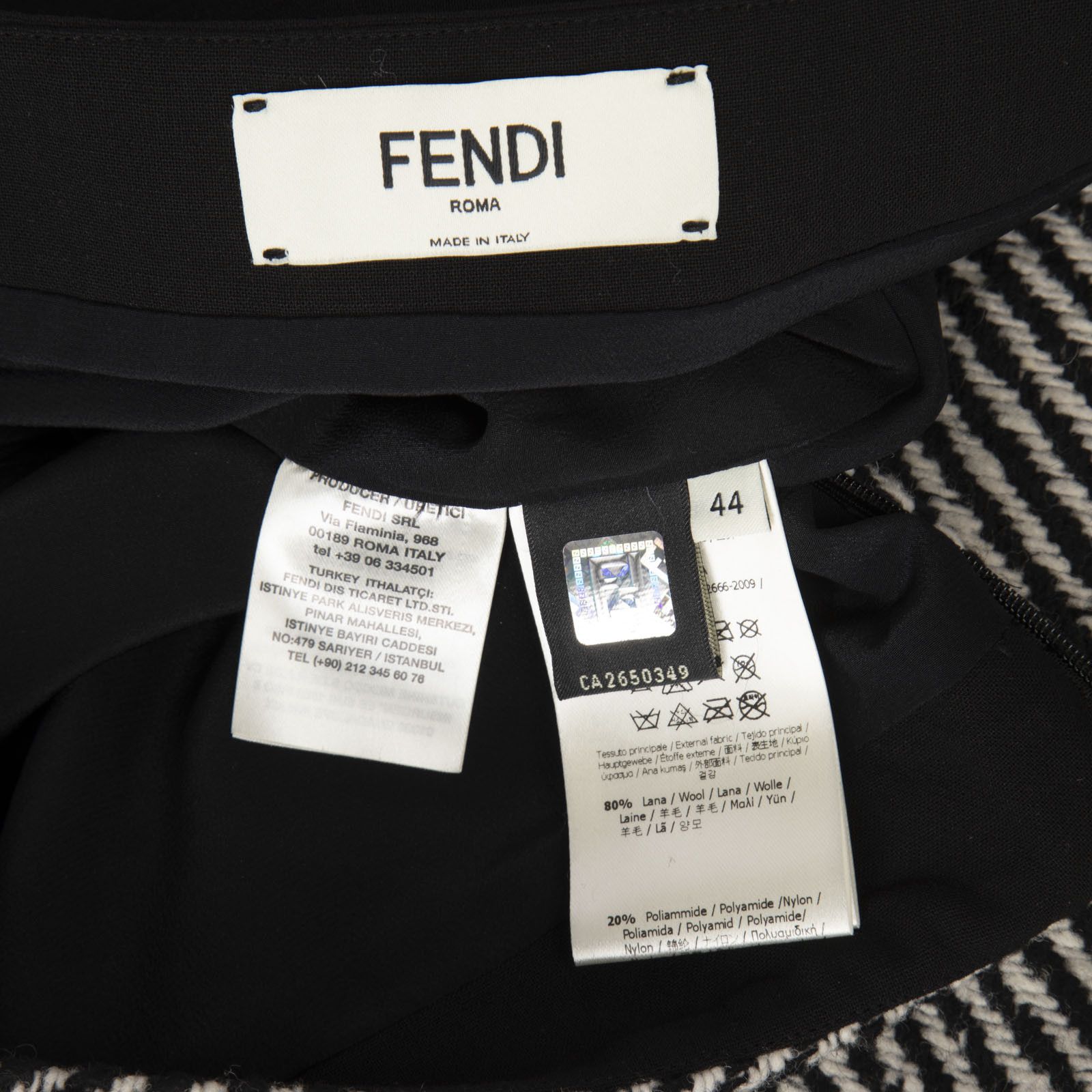 Fendi Wool Striped Tweed Leather Detail Midi Skirt Size 30" / US 8 / IT 44 - 4 Thumbnail