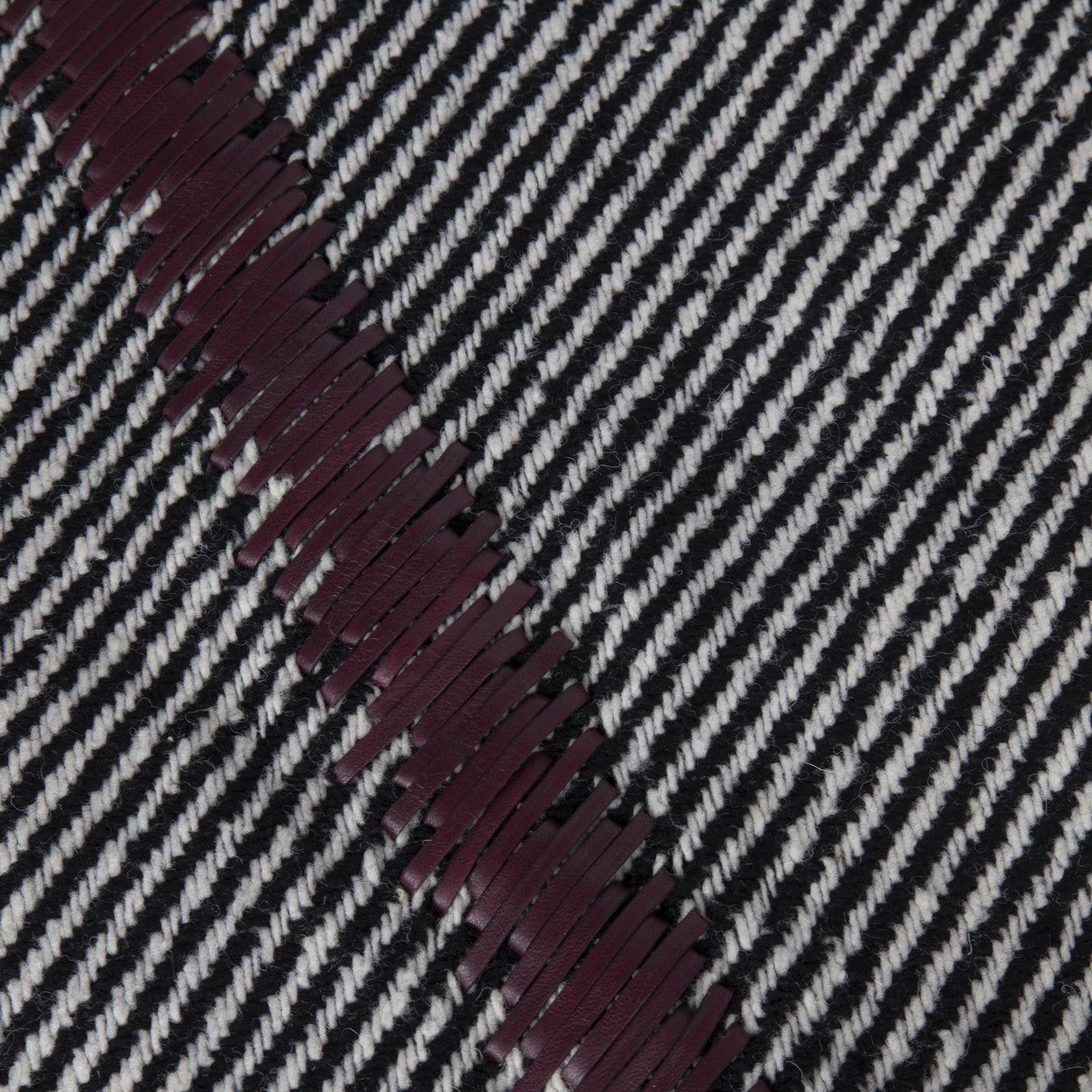 Fendi Wool Striped Tweed Leather Detail Midi Skirt Size 30" / US 8 / IT 44 - 3 Thumbnail
