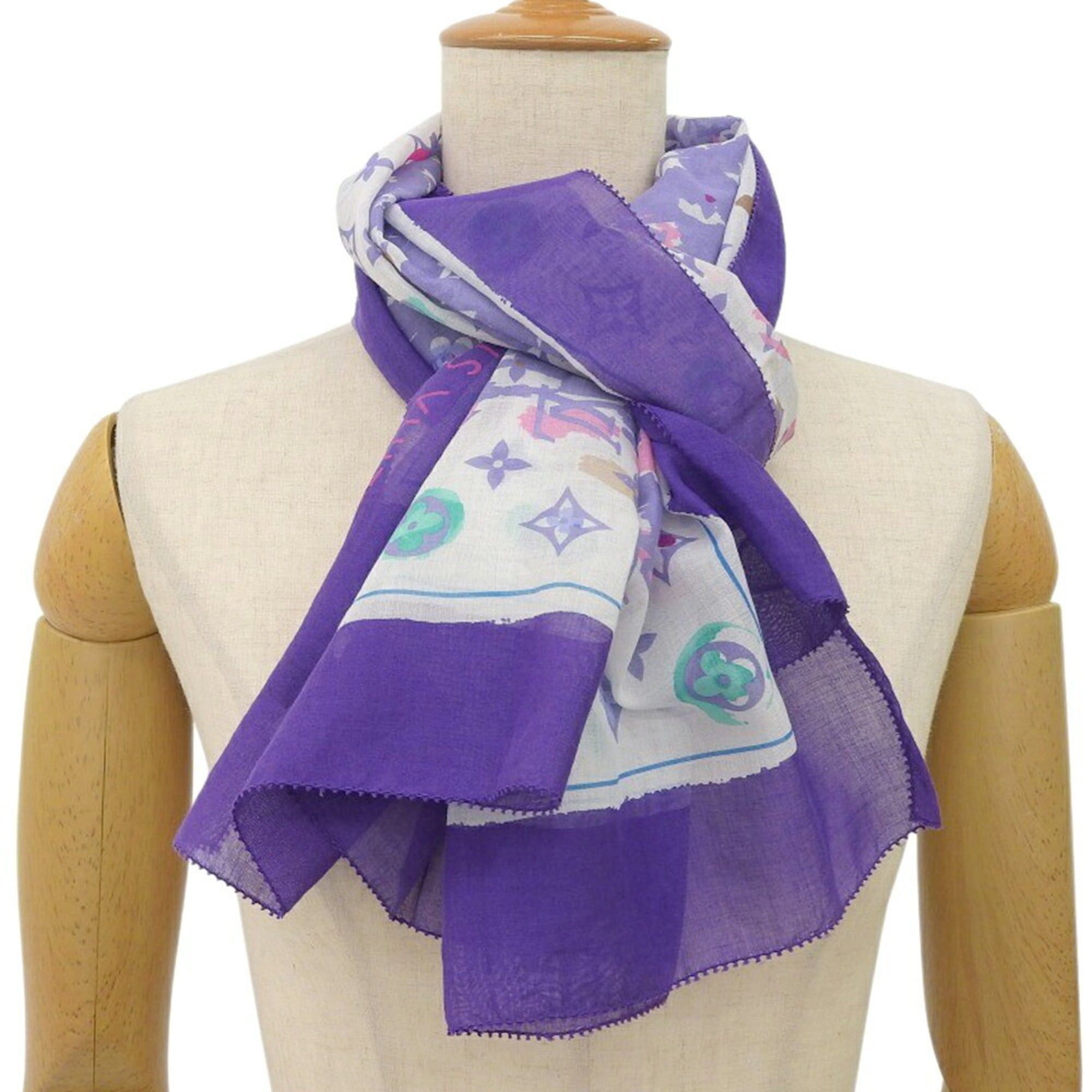 Louis Vuitton Louis Vuitton Monogram Large Scarf/Muffler 402336 Cotton Multicolor Size ONE SIZE - 2 Thumbnail
