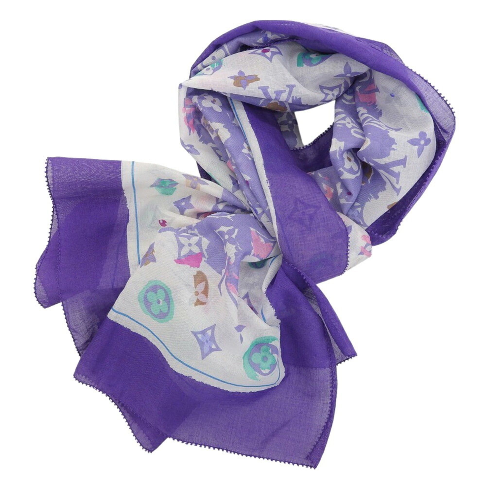 Louis Vuitton Louis Vuitton Monogram Large Scarf/Muffler 402336 Cotton Multicolor Size ONE SIZE - 3 Thumbnail