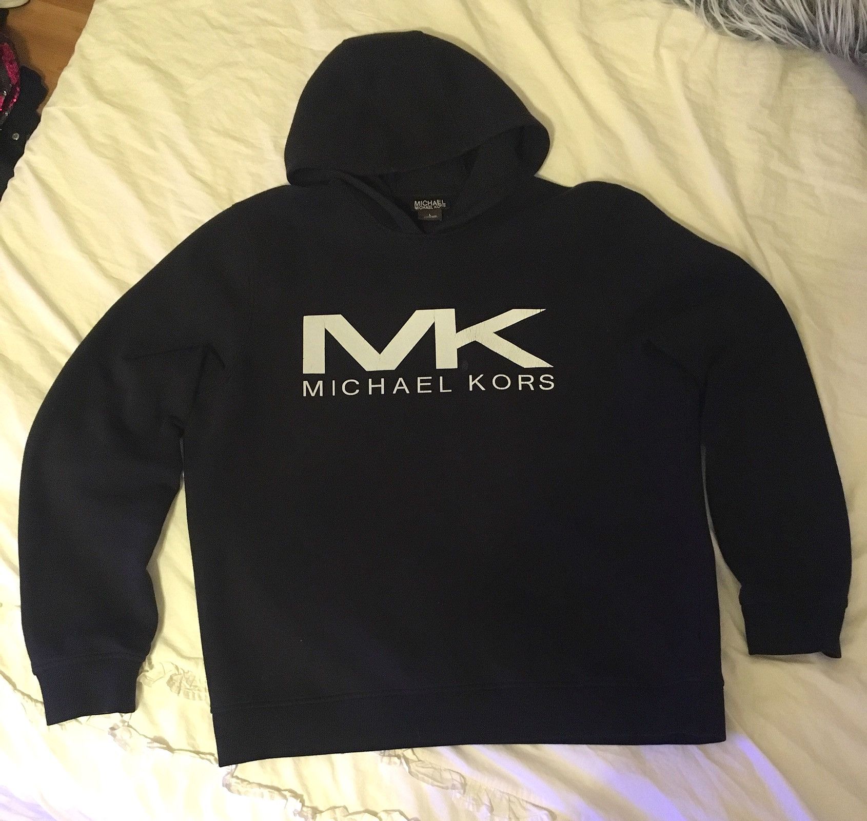 Michael Michael Kors Men's Black Reflective Big Logo Hoodie Sweatshirt Sz shops Small