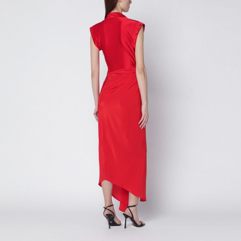 Victoria Beckham Victoria Beckham Red Woven Dress In Shiny Jersey Size XS / US 0-2 / IT 36-38 - 2 Thumbnail