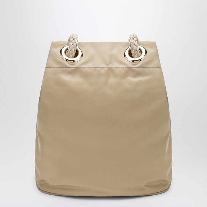 Prada Mariner Small Bucket Bag In Camel Re-Nylon