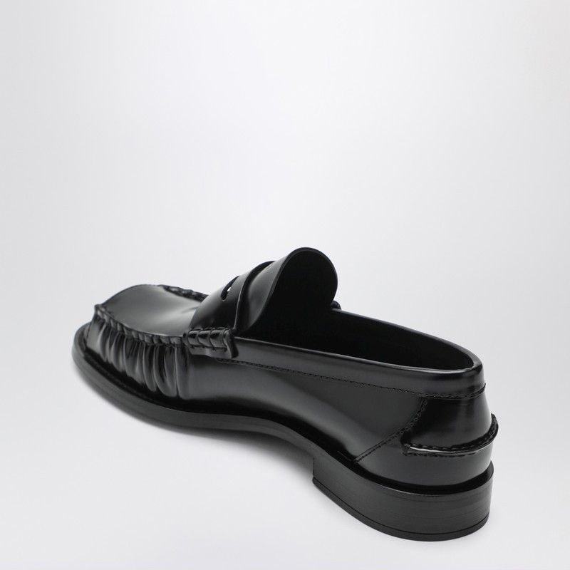 Prada Prada Black Brushed Leather Peep-Toe Loafers Size US 7.5 / IT 37.5 - 2 Thumbnail
