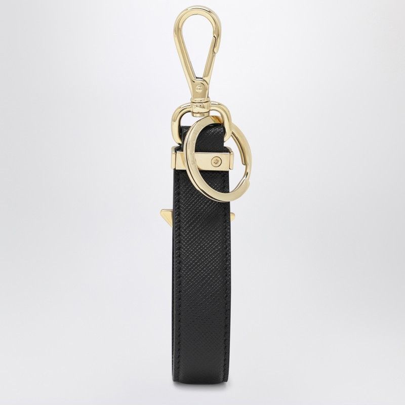 Prada Prada Black Saffiano Leather Keyring With Triangle Logo Size ONE SIZE - 2 Thumbnail
