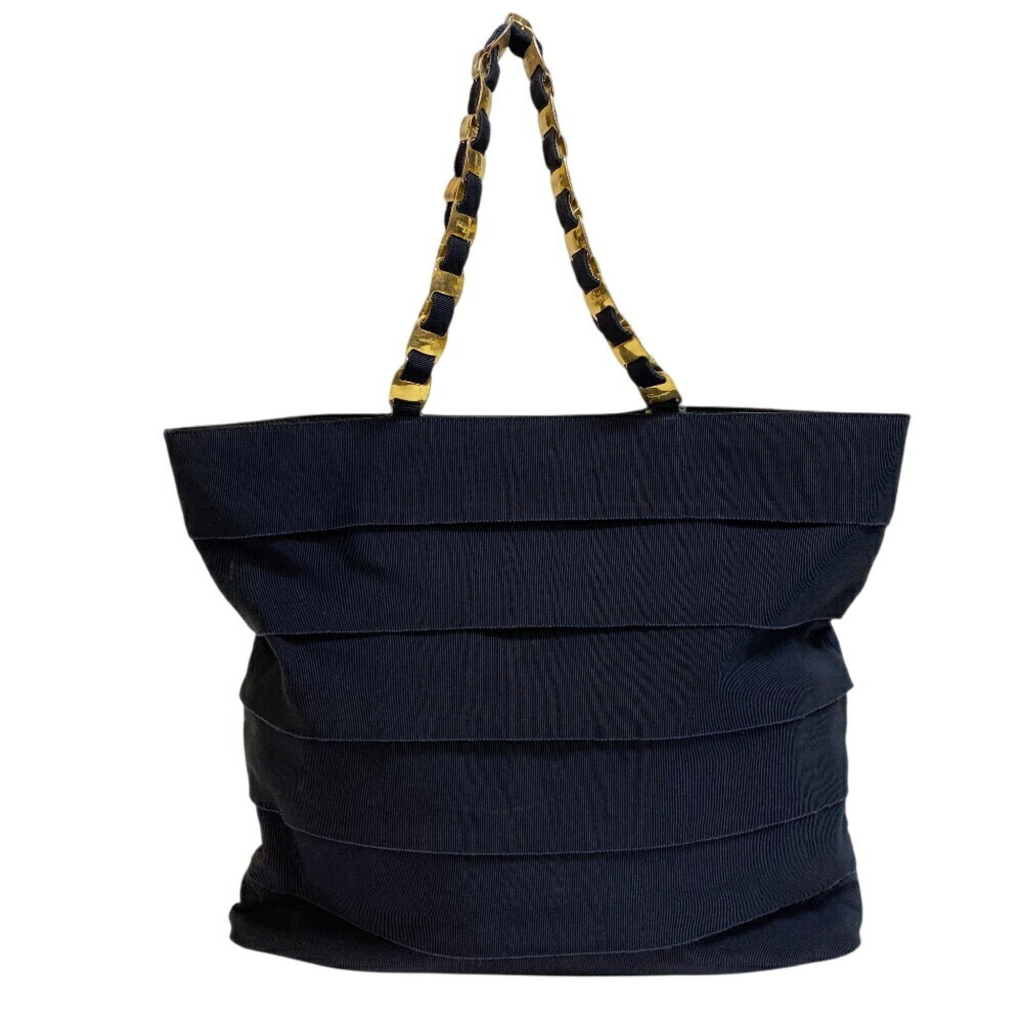 Salvatore Ferragamo Salvatore Ferragamo Chain Vara Ribbon Tote Bag, Navy, Women's Size ONE SIZE - 2 Thumbnail