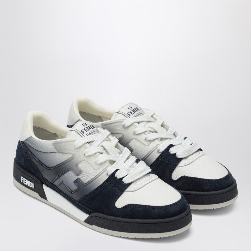 Fendi Fendi Fendi Match Sneaker In White Leather And Blue Suede Size US 10.5 / EU 43-44 - 2 Thumbnail